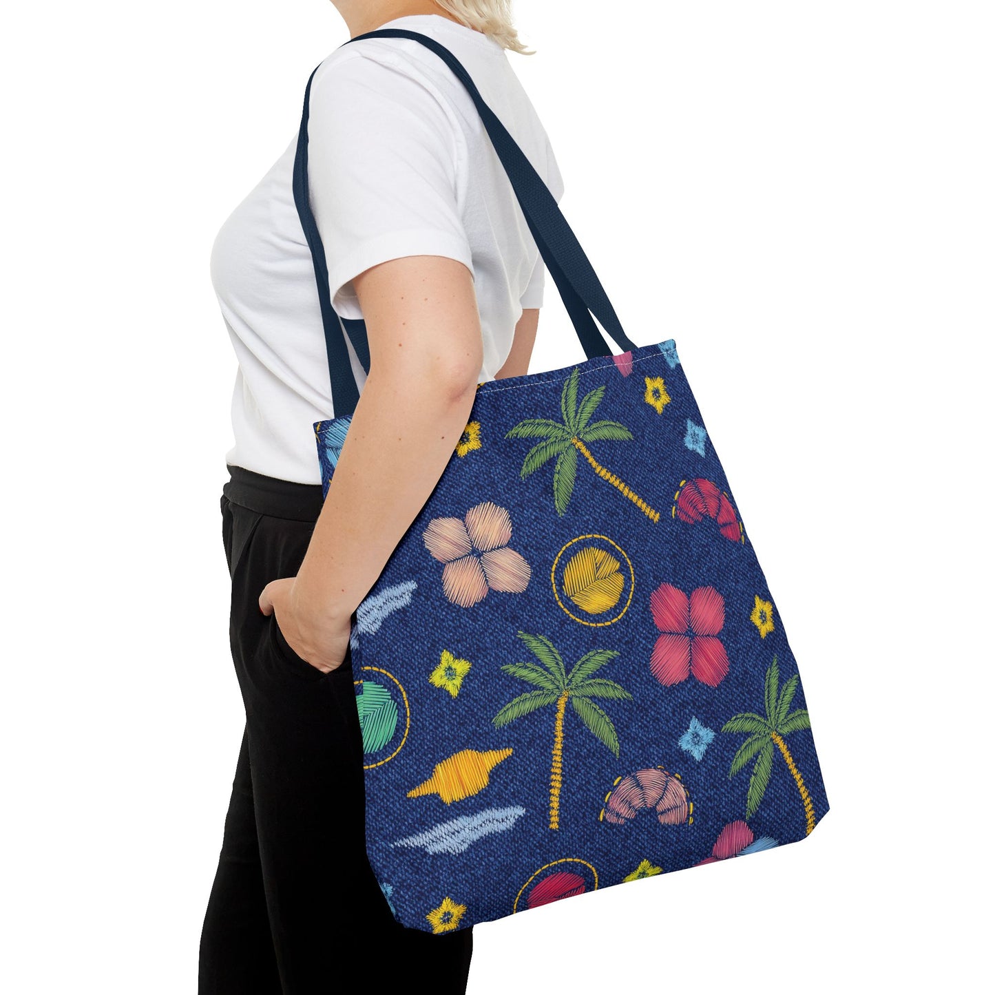 Denim Fabric Imitation Print Unisex Canvas Bag Poly Spun 3 Sizes Tote Bag 182-7