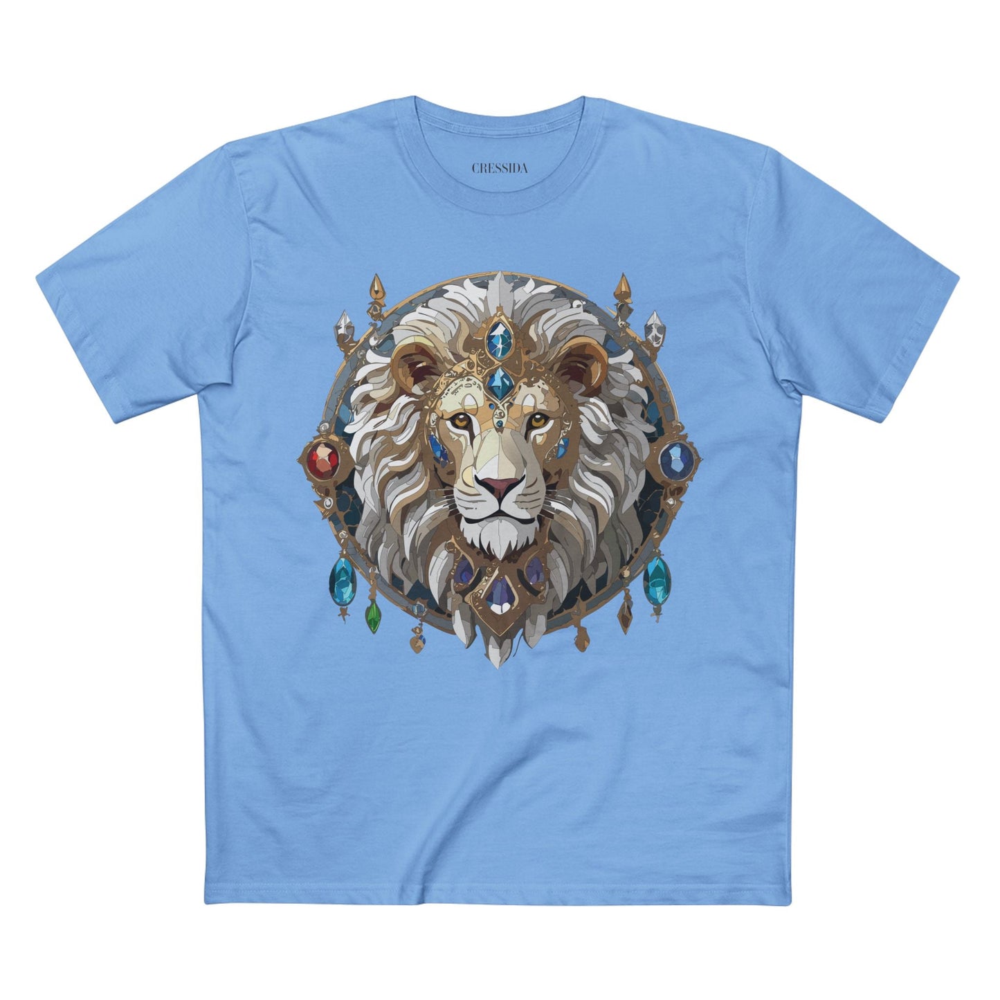 Lion Graphic Unisex 100 Cotton Tee With Unique Animal Golden Medallion Art Design 57