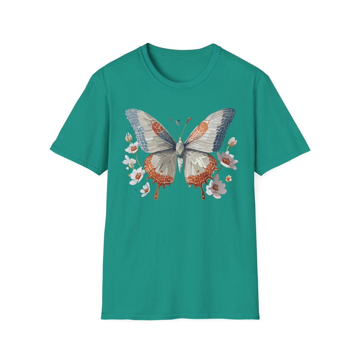 Vintage Botanical Butterfly T-Shirt | Floral Wings Illustration Graphic Tee Unisex 100 Cotton Gildan T-Shirt