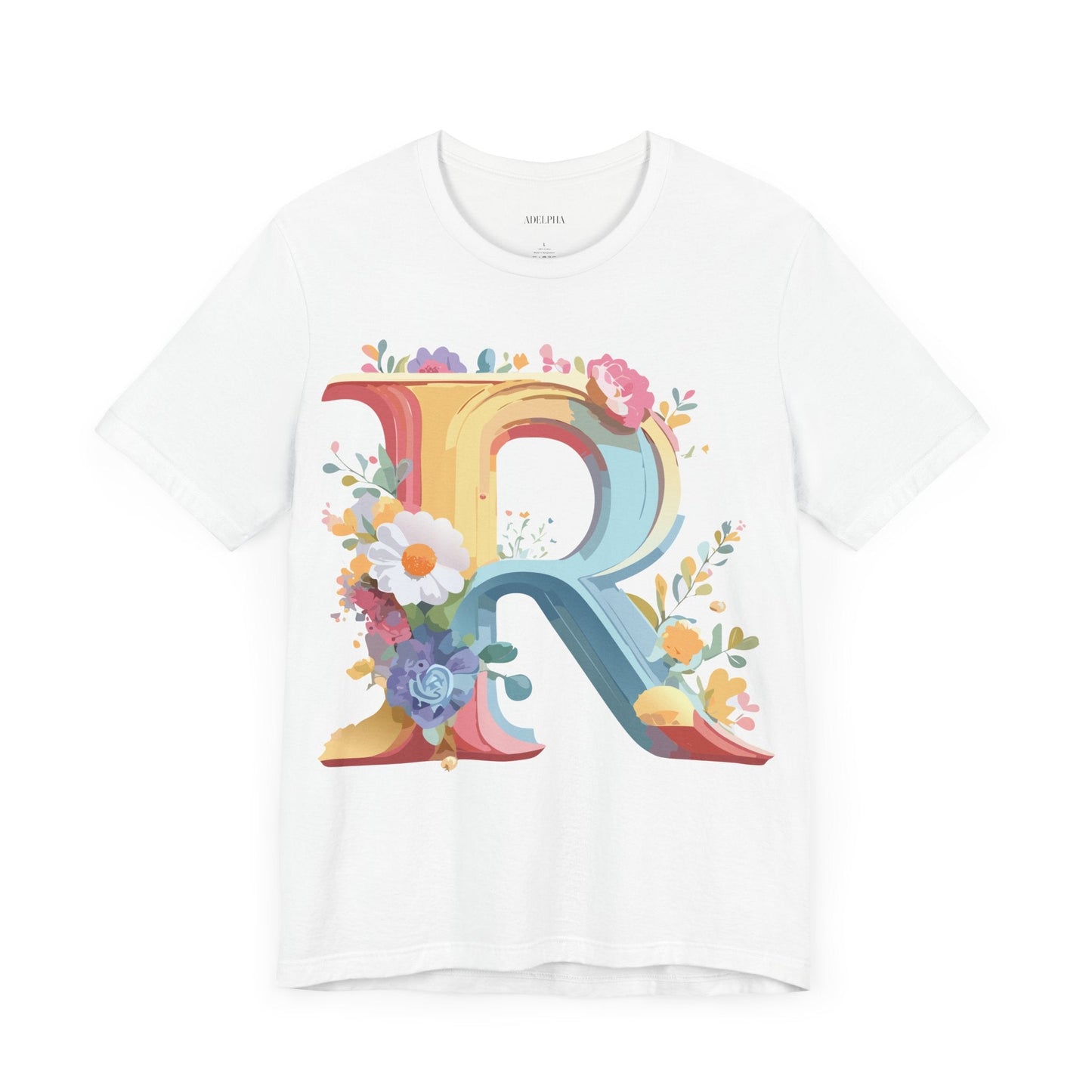 Adelpha Letter R Graphic Tee Unisex Short Sleeve Vintage Style Art Design Artwork Premium Fit