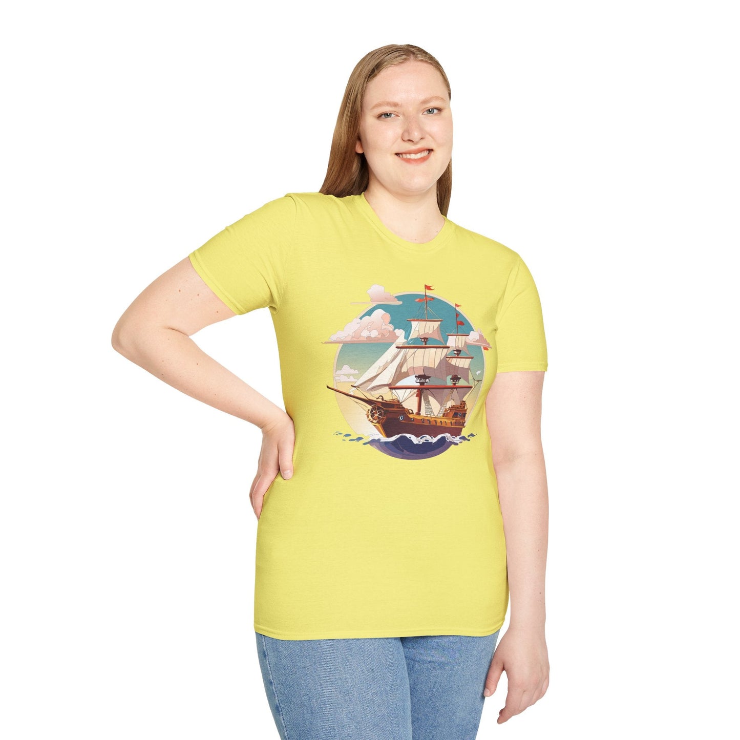 Unisex Ship T Shirts Frigate Vessel Tee Shirt Gildan Softstyle 64000 Cotton Comfort Premium Tee