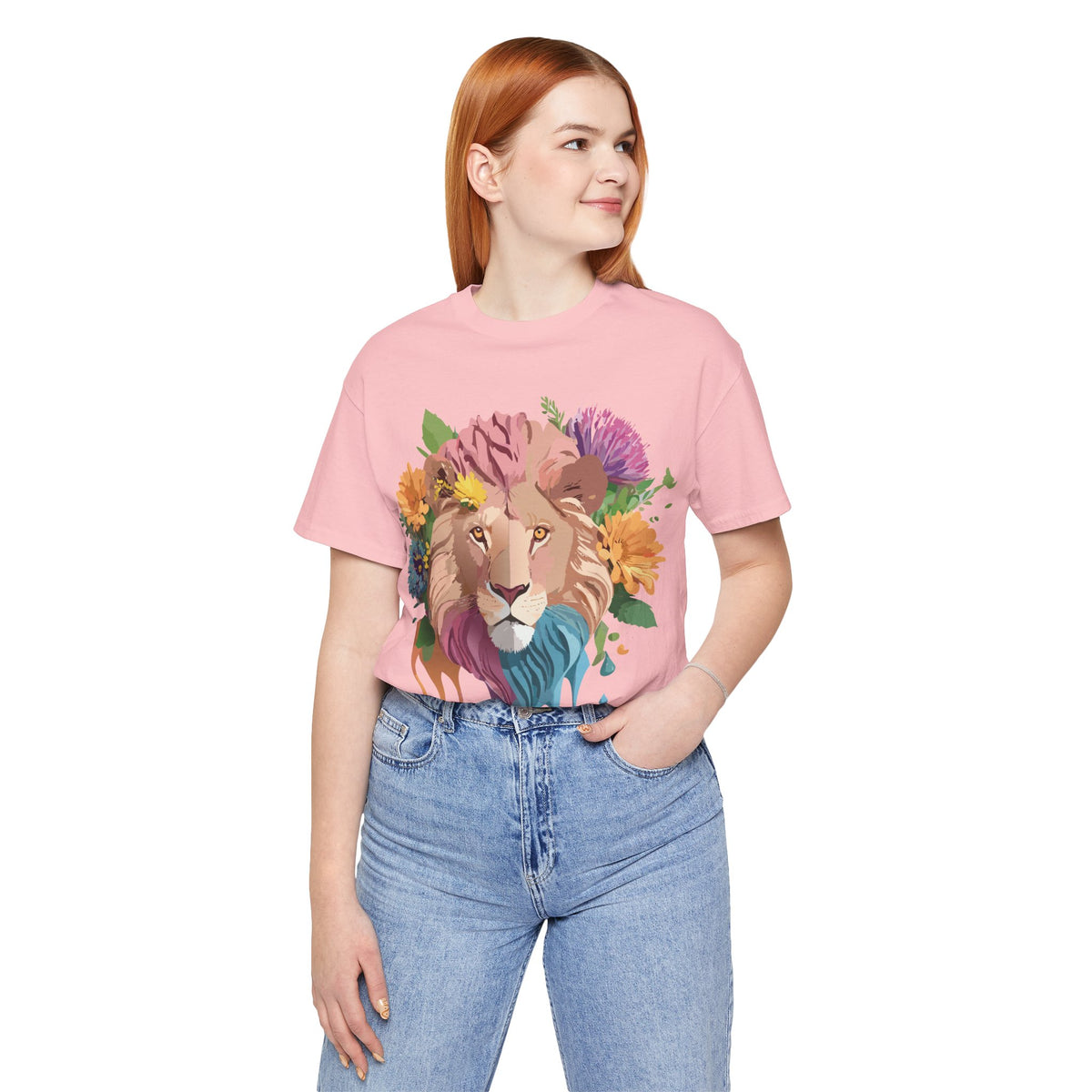 Lion Graphic Unisex Cotton Bella+Canvas Tee with Art Animal Design e45