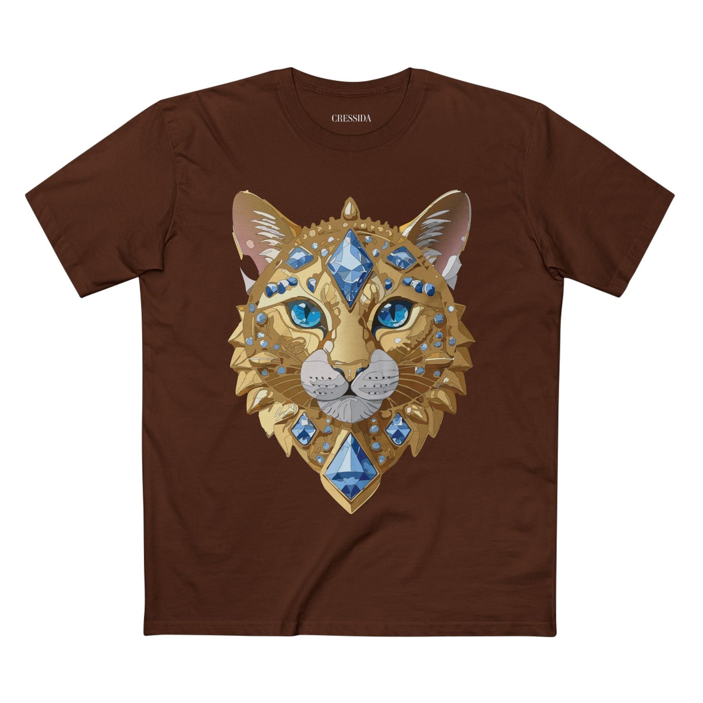 Cat Graphic Unisex 100 Cotton Tee With Unique Animal Golden Medallion Art Design 12