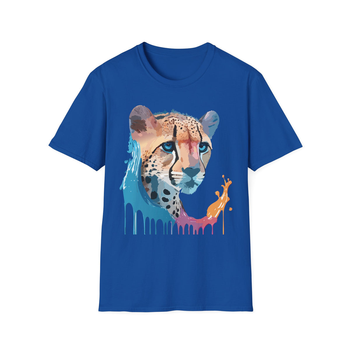 Watercolor Cheetah Portrait T-Shirt | Drip Paint Animal Tee