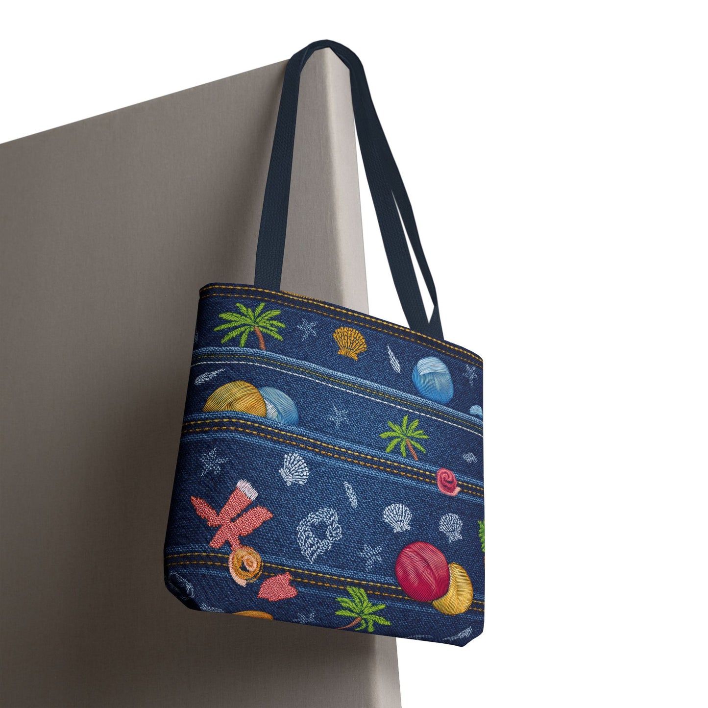 Denim Fabric Imitation Print Unisex Canvas Bag Poly Spun 3 Sizes Tote Bag 182-8