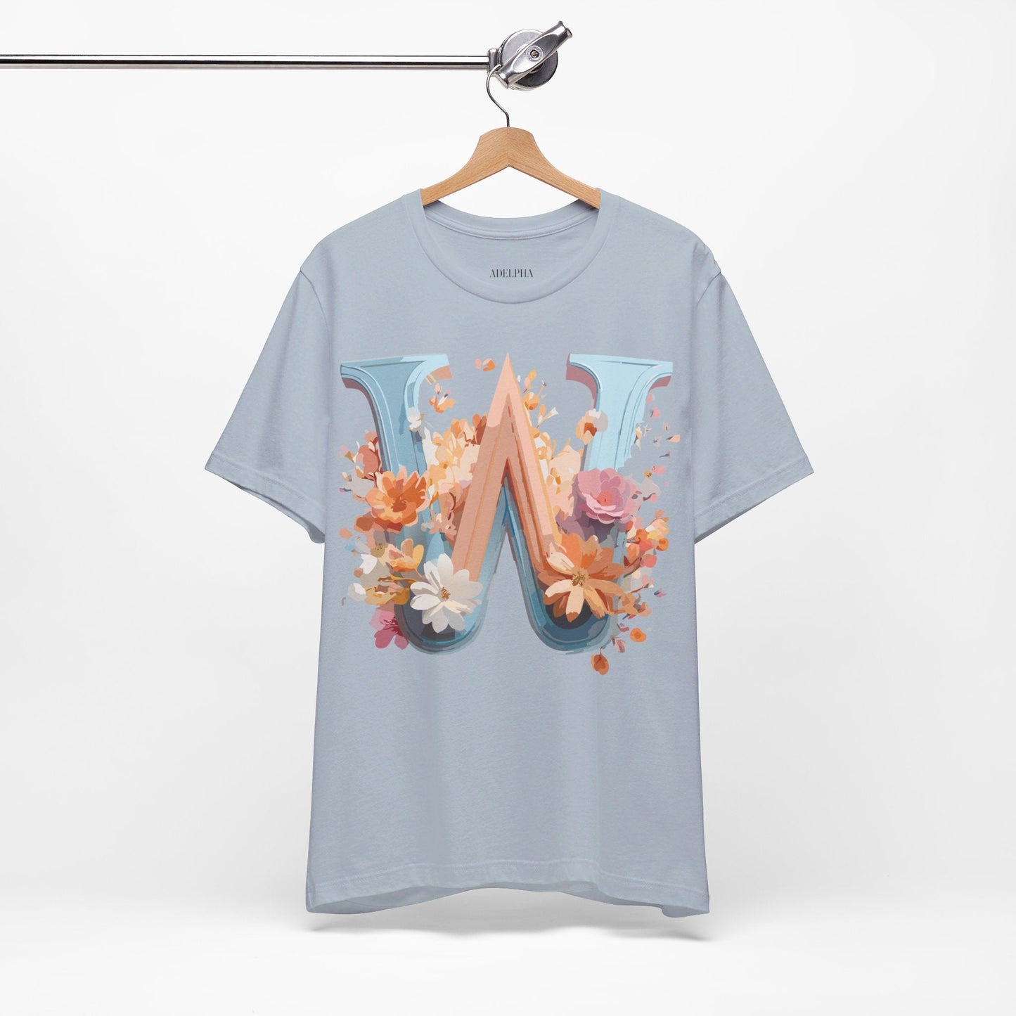 Letter W Shirt Unisex Graphic Tee Vintage Inspired Adelpha Art Design Short Sleeve
