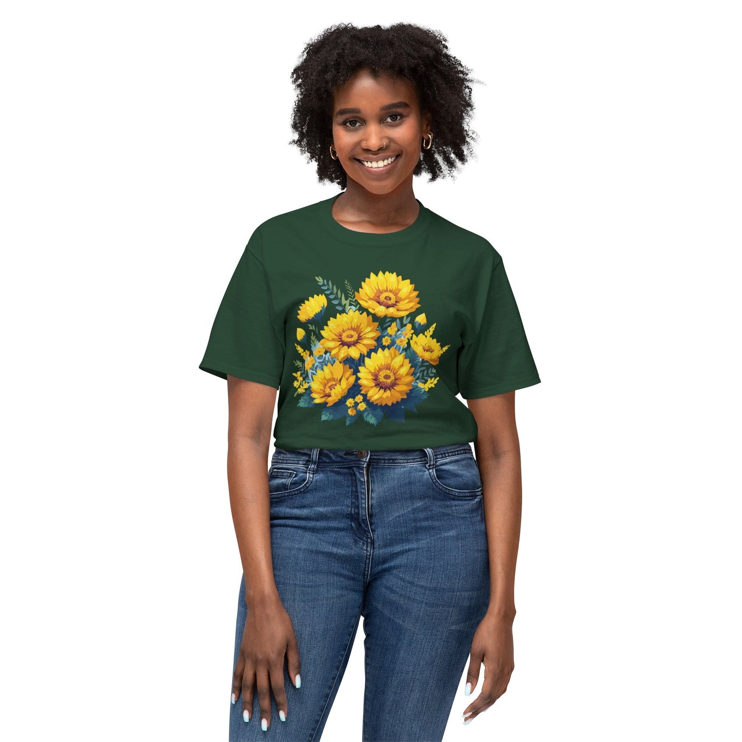 Floral T Shirt Vintage Flowers Unisex Art Print Tee 100 Percent Cotton Made In USA Floral Design
