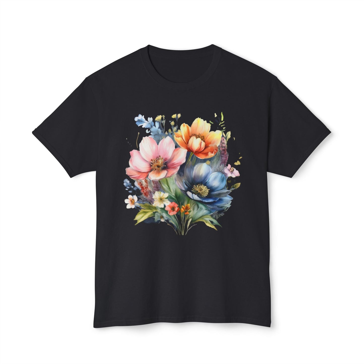Floral T Shirt With Full Color Art Print Unisex HD Cotton Designed And Printed In USA