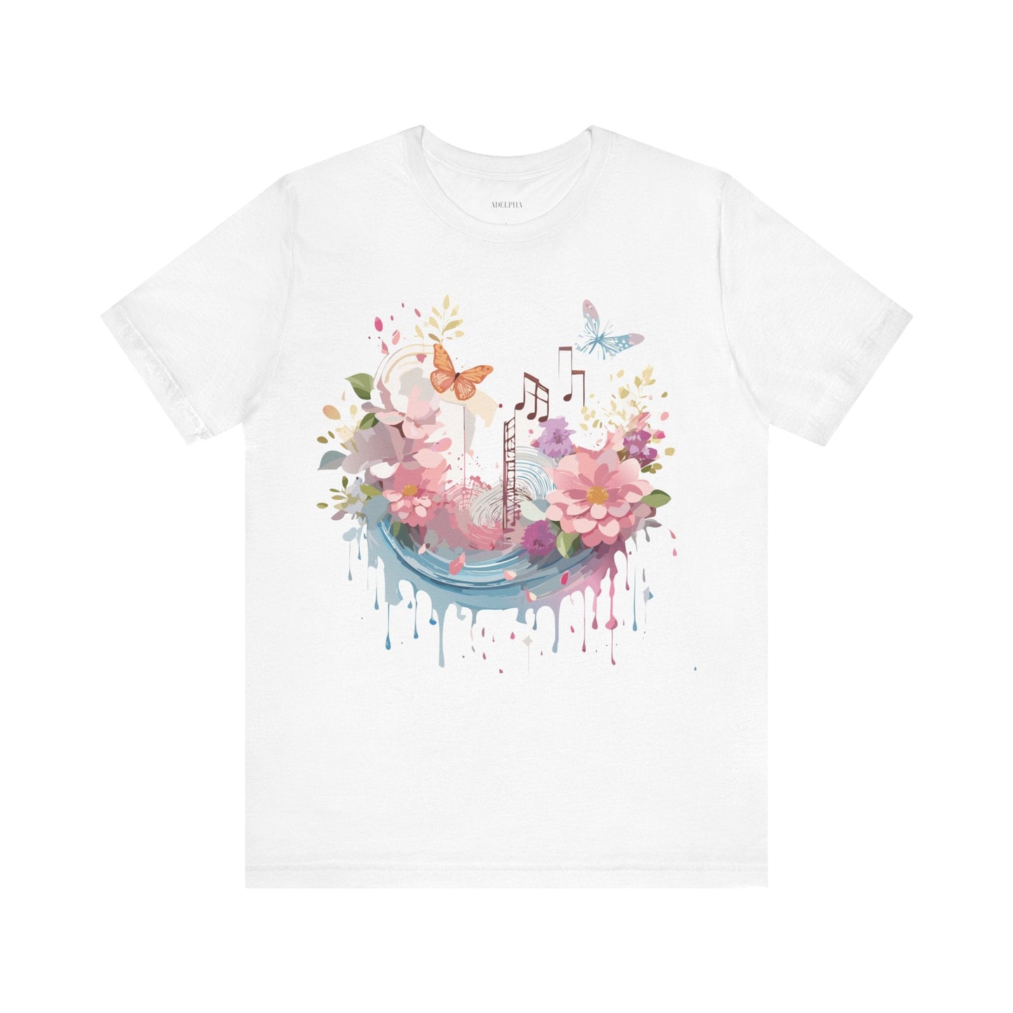 Music Graphic Unisex 100 Cotton Vintage Art with Musical Elements Tee 122
