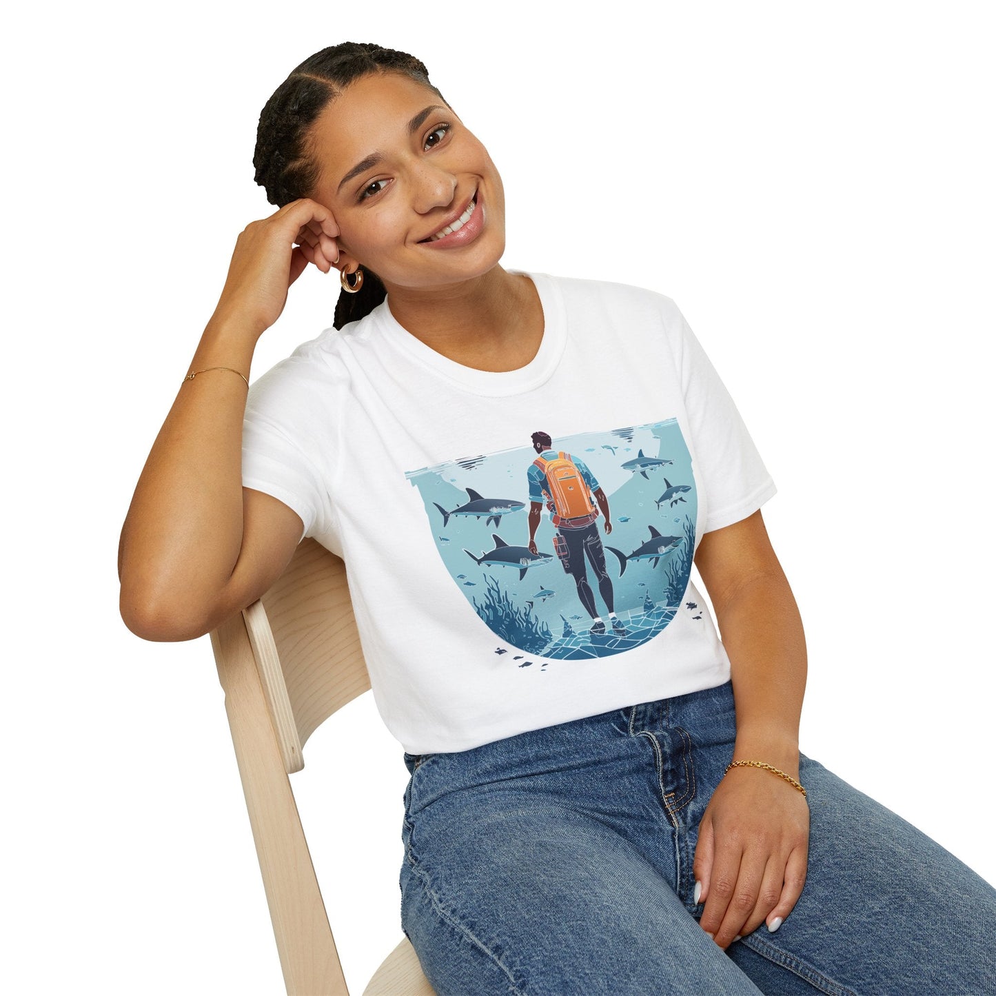 Ocean Tee Shirt Unisex Softstyle T Shirt With Ocean Art Design U Boat Theme Graphic Artwork Edition