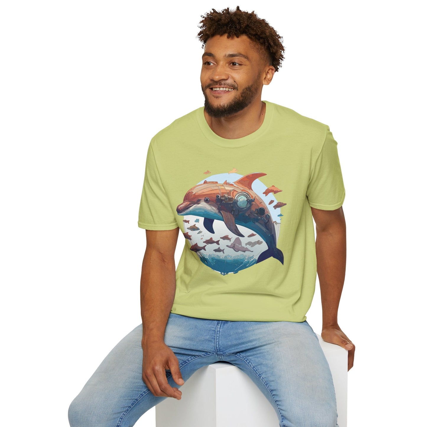 Unisex Dolphin Shirt Softstyle Tee Gildan 64000 Ring Spun Cotton Animal Graphic Design