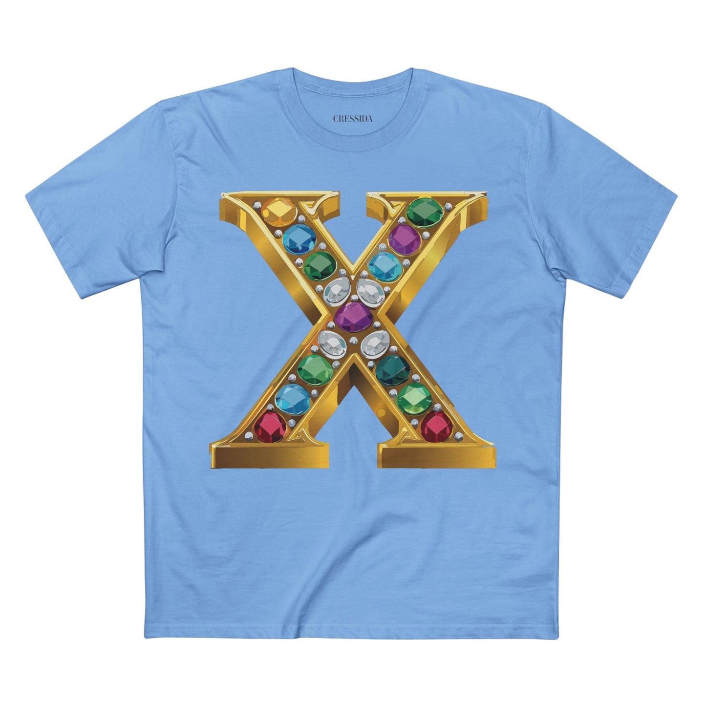 Letter X Graphic Design Tee Unisex 100 Cotton With Antique Gold Letters Artwork T-Shirt