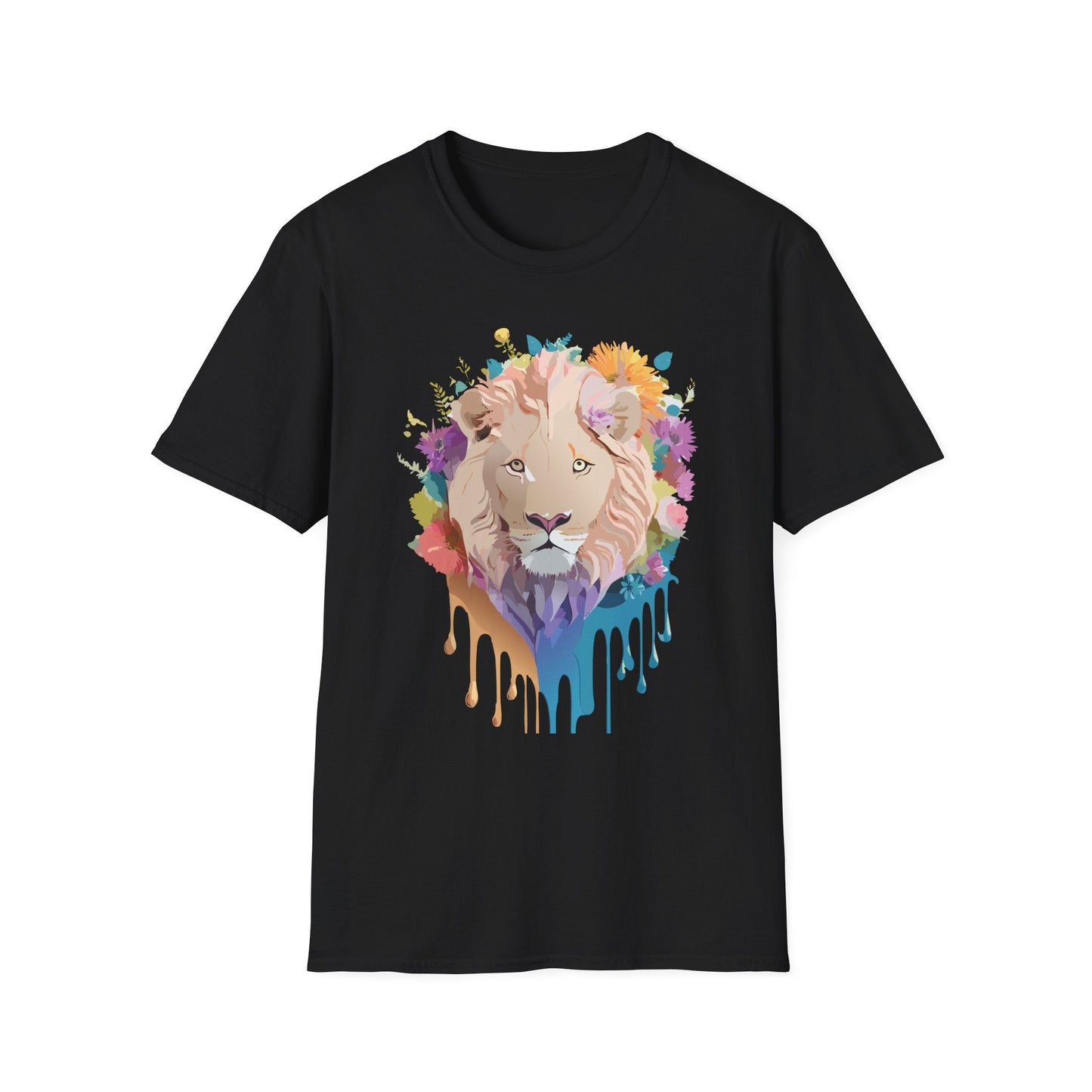 Unisex Lion Shirt Floral Lion Tee Softstyle Gildan 64000 100 Percent Cotton