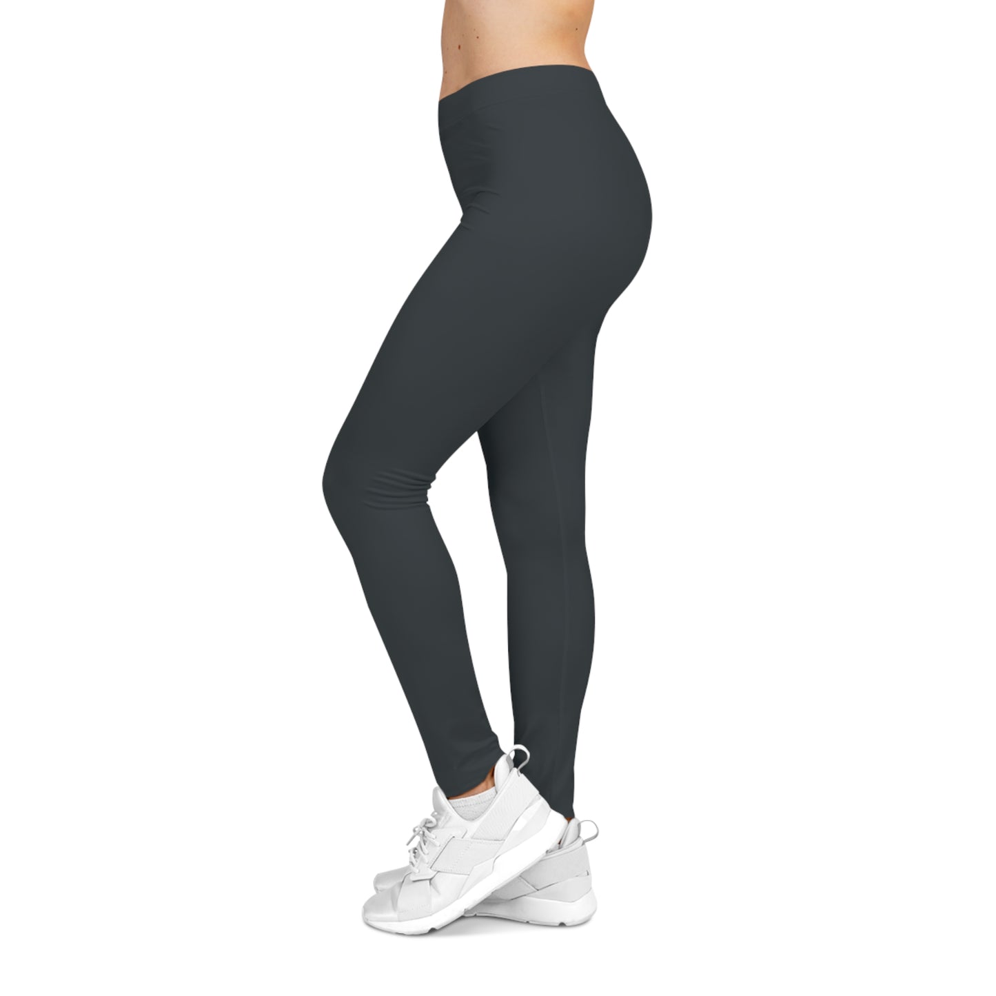 Jet Black Color Women's Poly-Span Casual Leggings Print Everyday Activewear Pants