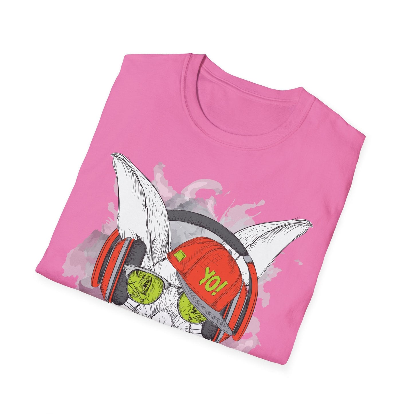 Unisex Music Animals Shirt With Headphones Softstyle Short Sleeve Tee Gildan 64000