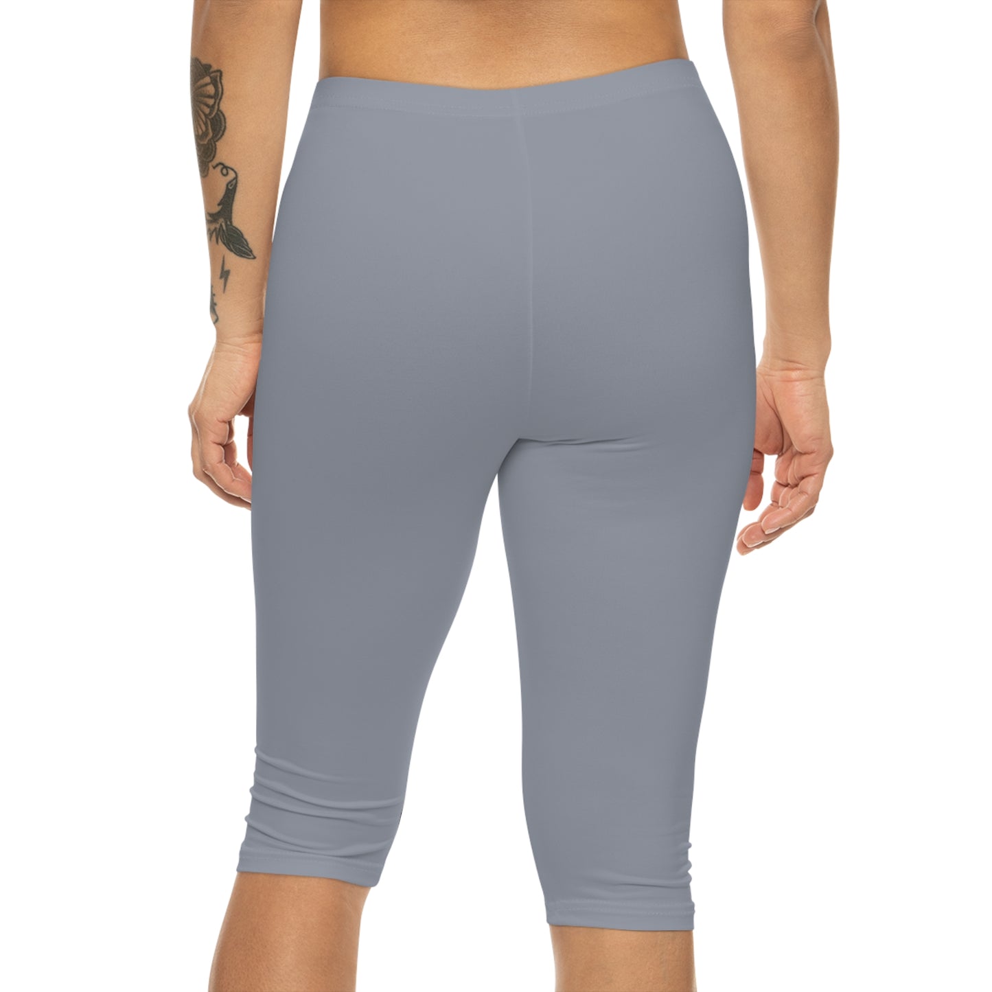 Foggy Blue Color Women's Brushed Suede Poly Span Casual Capri Leggings XS-2XL