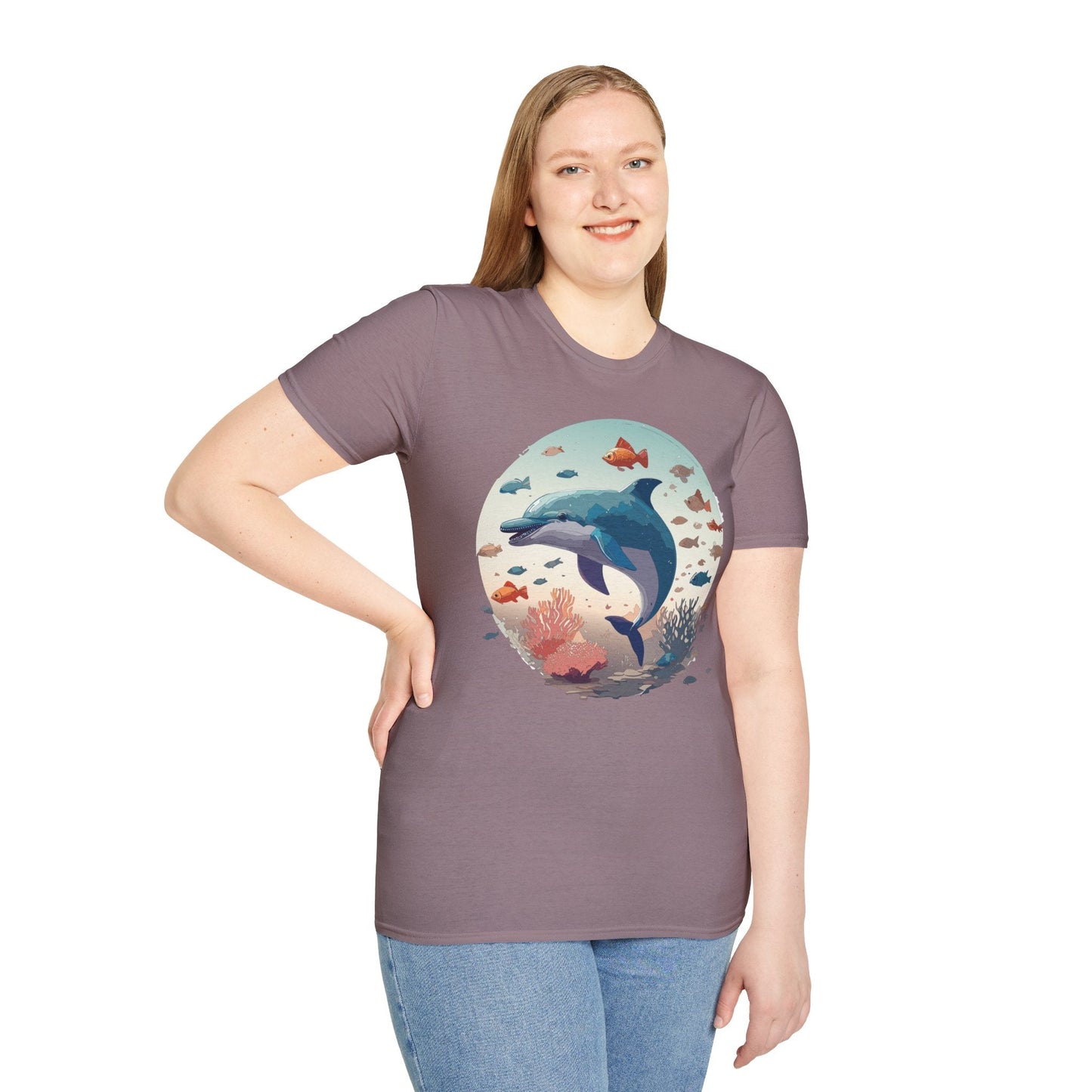 Dolphin Shirt Unisex Softstyle T Shirt Gildan 64000 100 Percent Ring Spun Cotton Lightweight Tee
