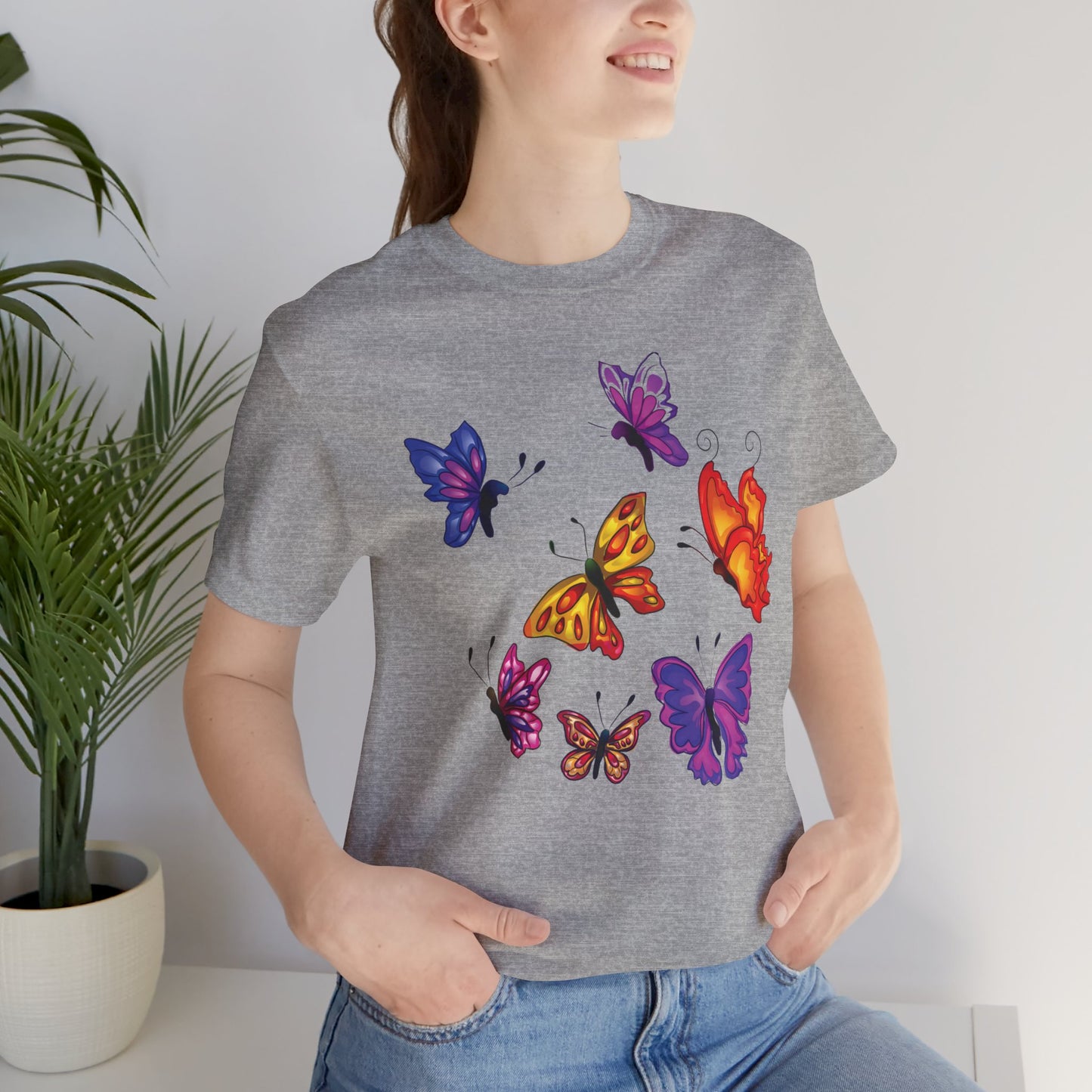 Cotton Tee Shirt with Butterfly Prints