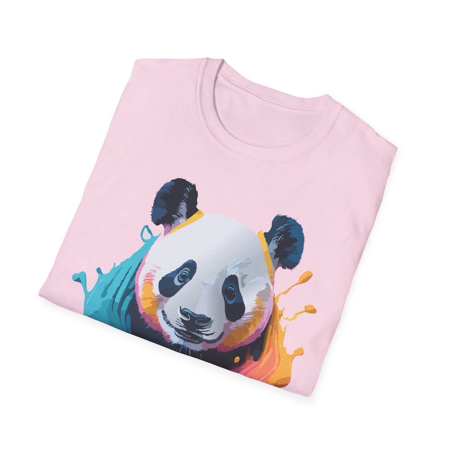 Unisex Panda Shirt T Shirt With Panda Animal Print Tee Softstyle Gildan 64000 100 Percent Ring Spun Cotton