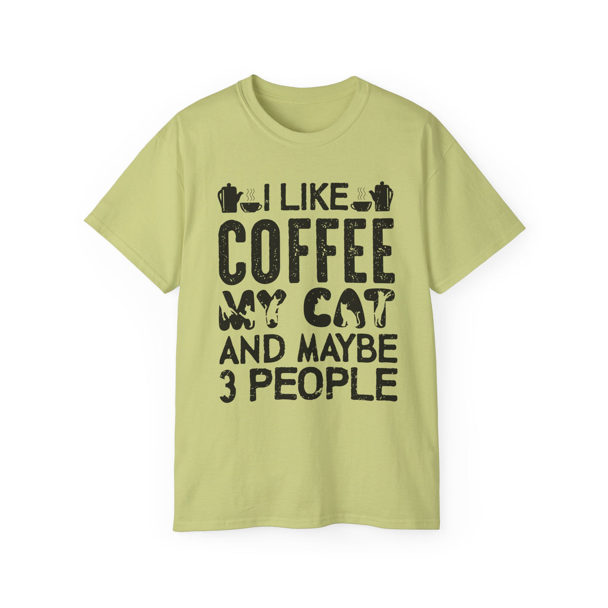 I Like Coffee My Cat And Maybe 3 People T-Shirt | Cat Coffee Humorous Tee