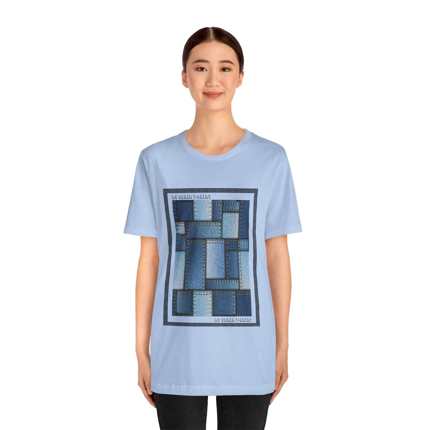 Unisex-T-Shirt aus Baumwolle mit Jeans-Print