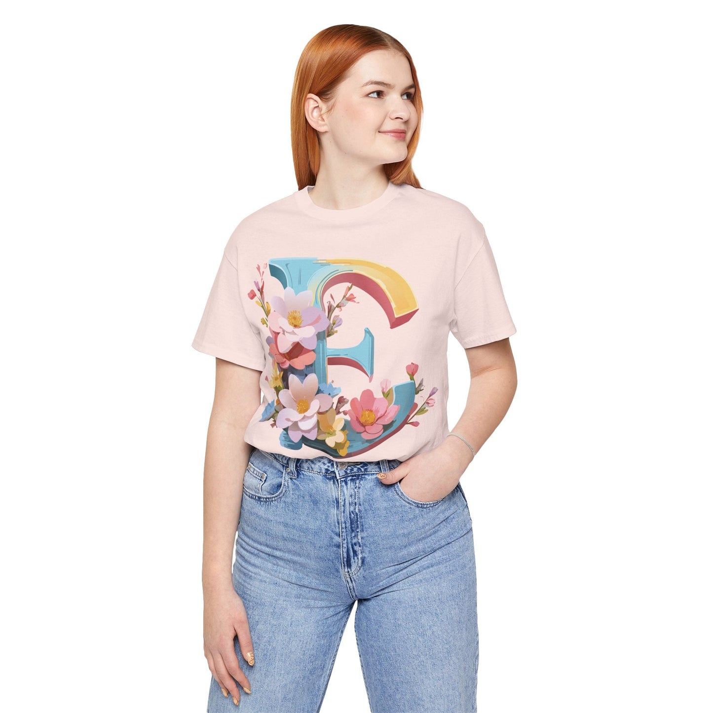 Letter E Shirt Unisex Graphic Tee Short Sleeve Vintage Inspired Art Design Adelpha