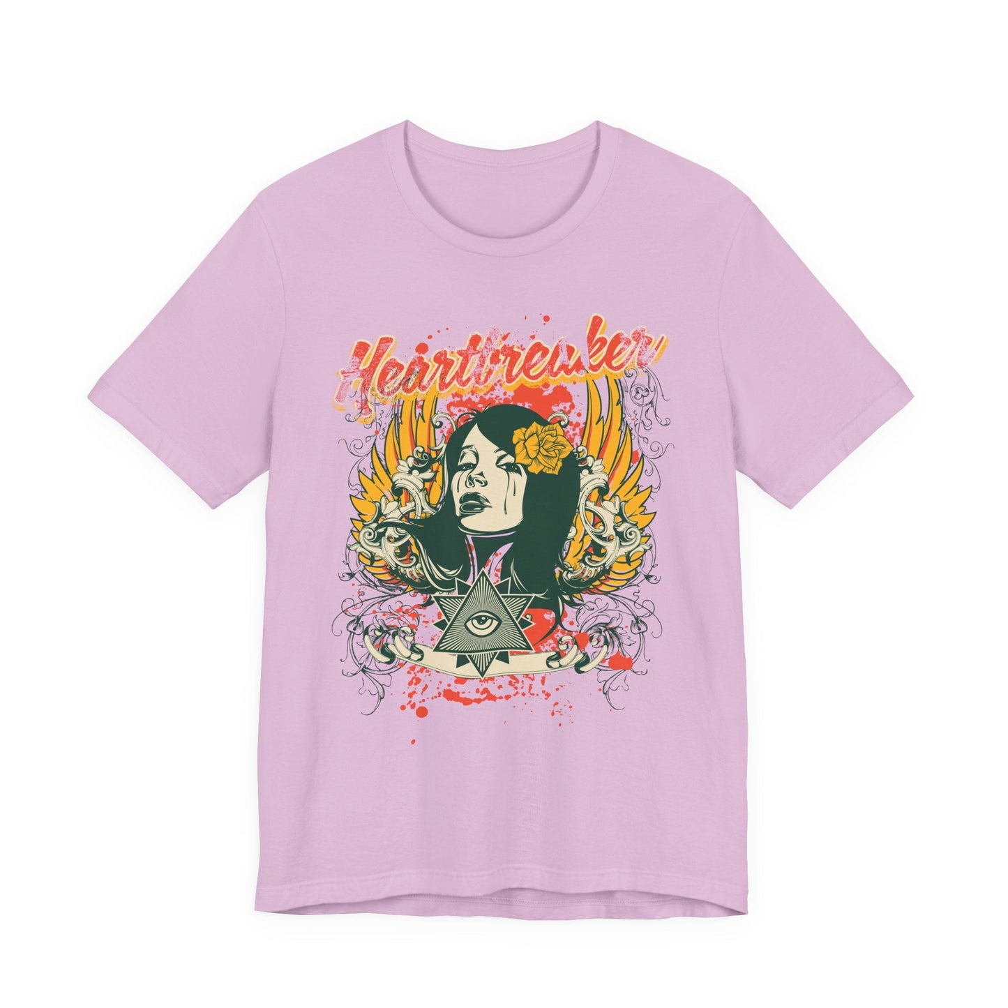 Heartbreaker Illustration Tee Retro Femme Portrait Floral Skull Graphic T-Shirt