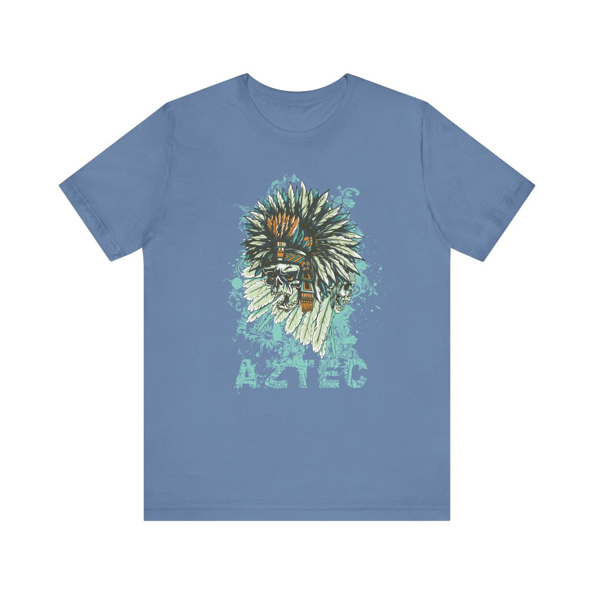 Aztec Headdress Skull T-Shirt Tribal Skull Graphic Unisex Cotton Tee Art-14