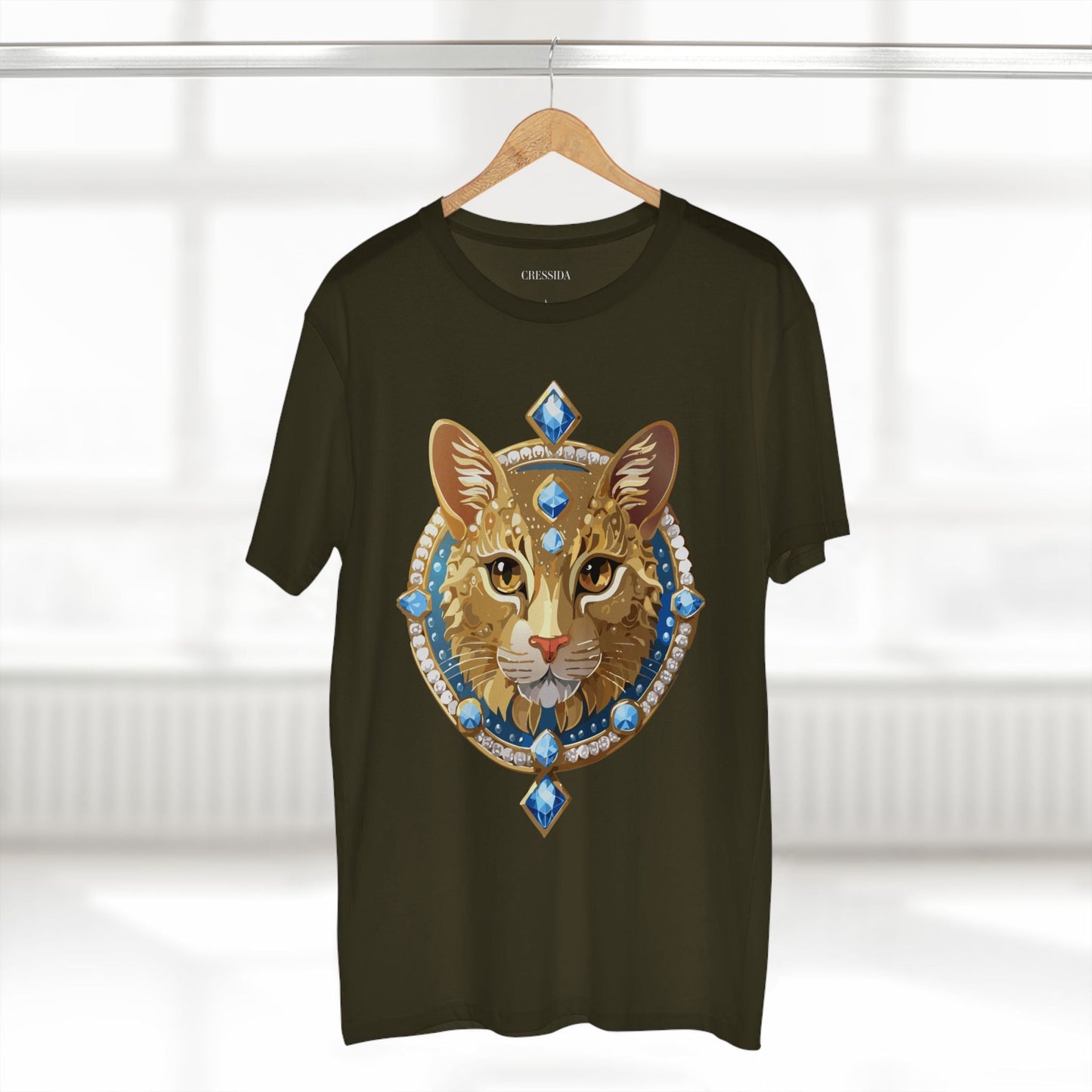 Cat Graphic Unisex 100 Cotton Tee With Unique Animal Golden Medallion Art Design 10