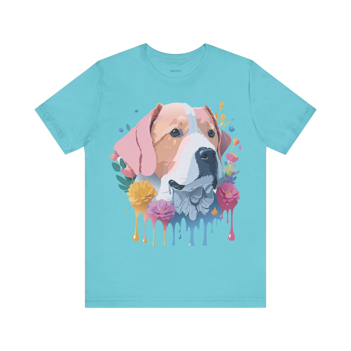 Dog Graphic Unisex Cotton Bella+Canvas Tee with Art Animal Design e116