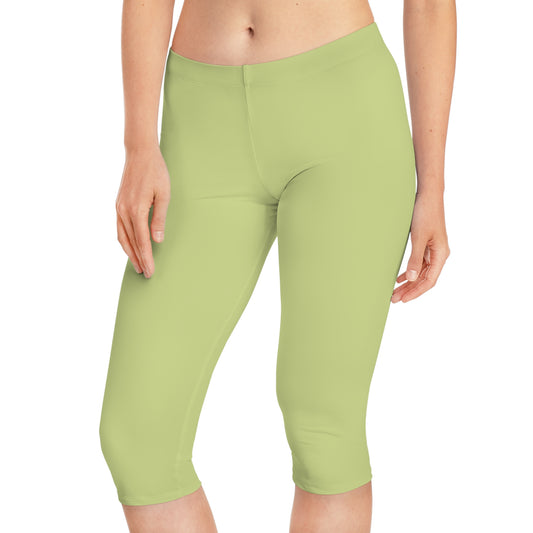 Green Color Capri Leggings, Green Capri Leggings 13