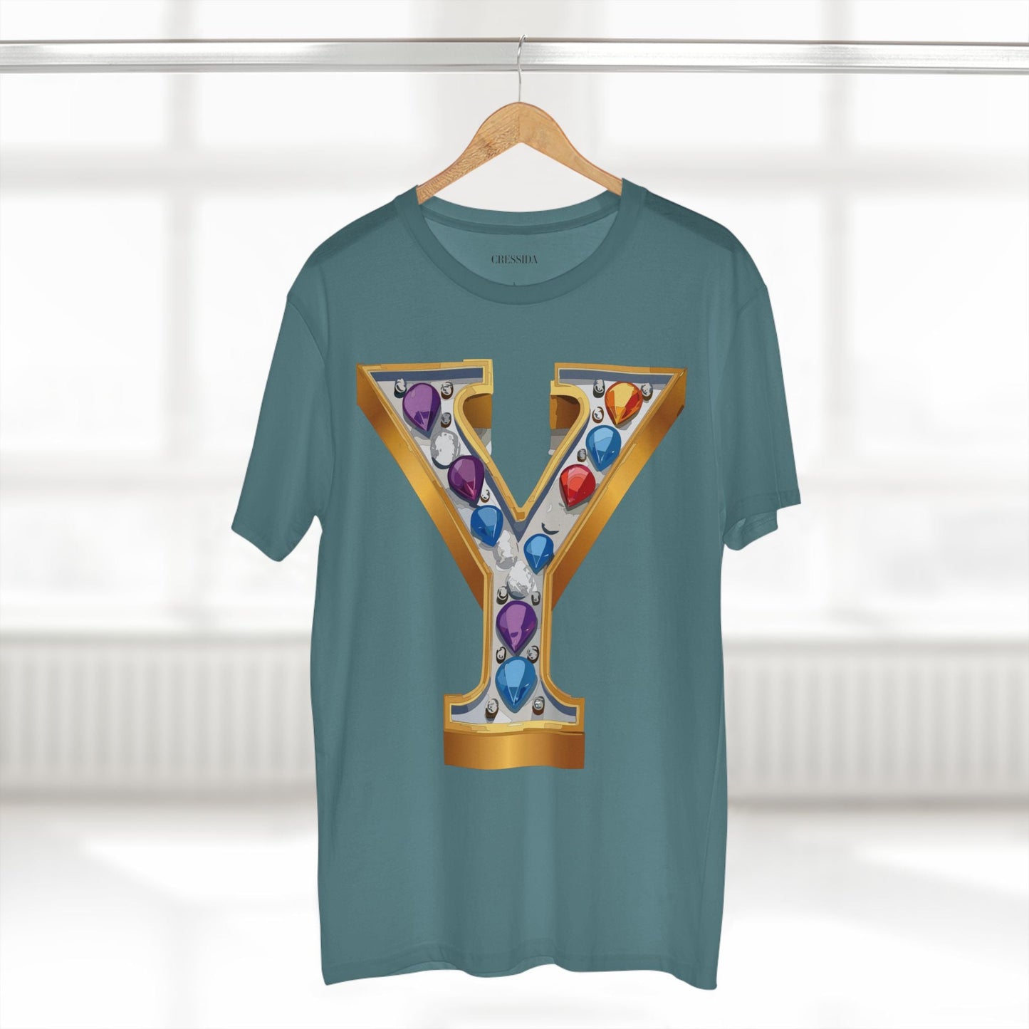 Letter Y Graphic Design Tee Unisex 100 Cotton With Antique Gold Letters Artwork T-Shirt