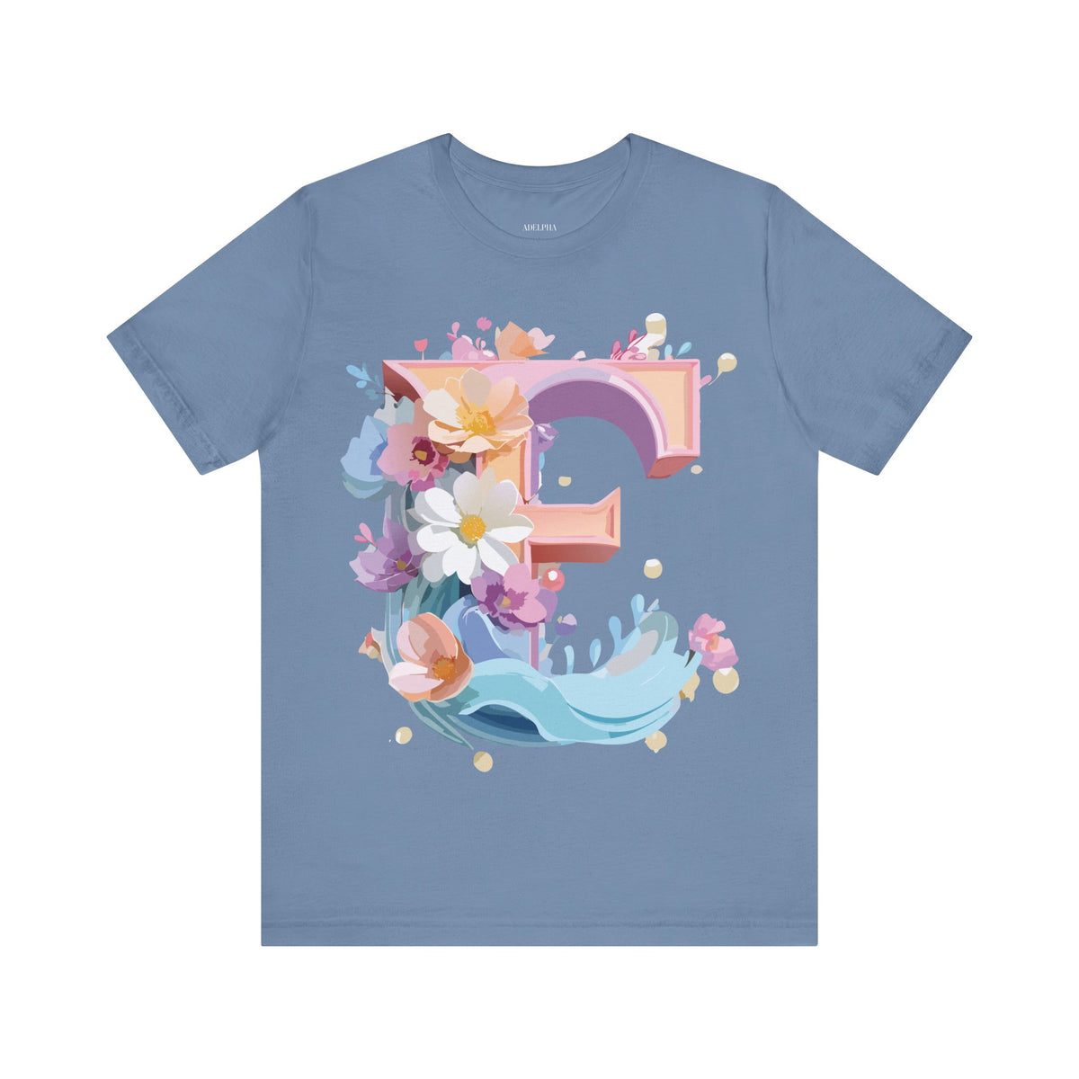 Letter E Graphic Unisex Cotton Bella+Canvas Tee with Art Letter Design