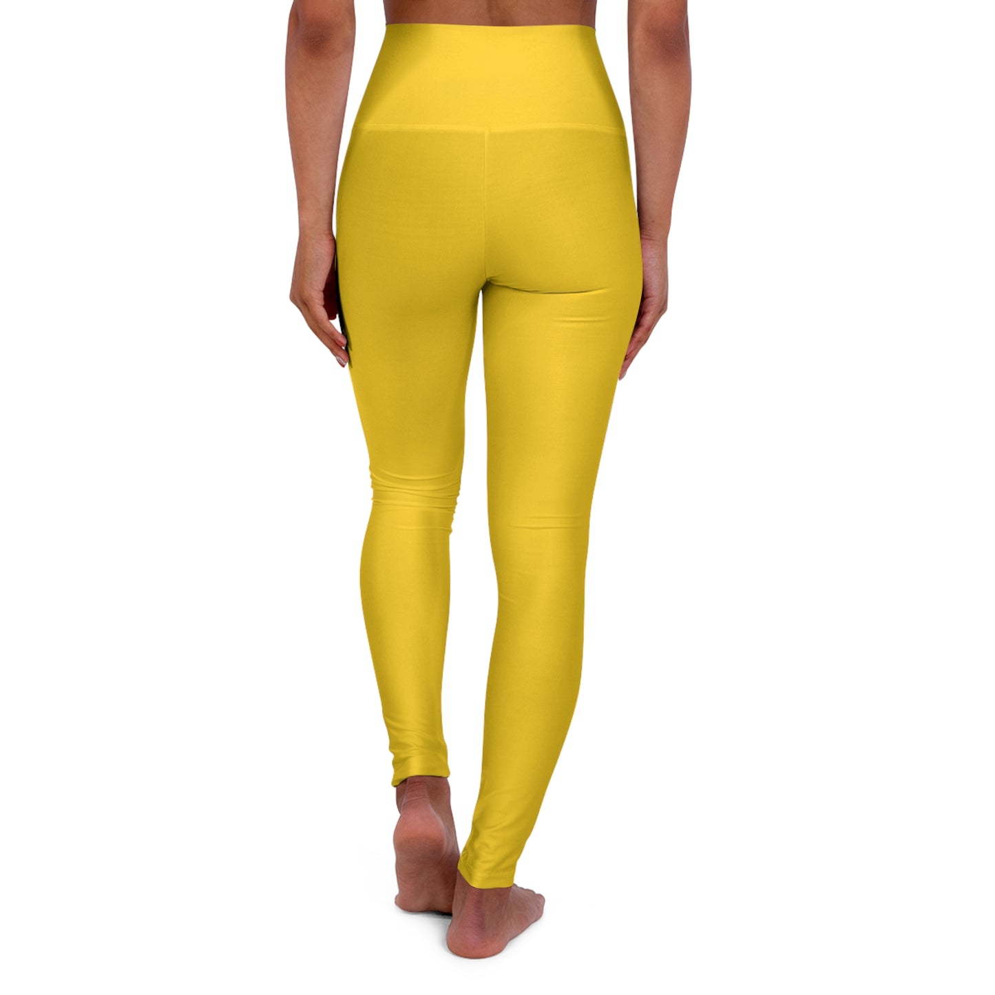 Golden Yellow Color High-Waist Yoga Leggings Women's Seamless Poly-Span Stretchy Pants XS-2XL