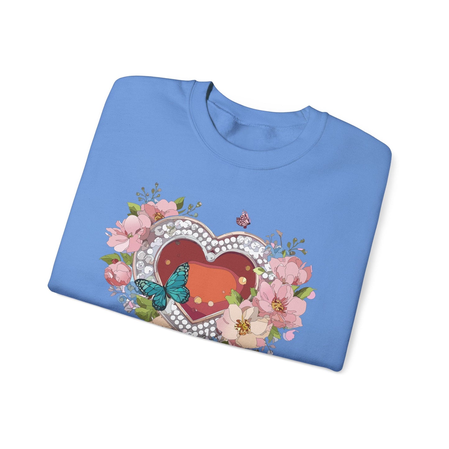 Floral Heart Sweatshirt Unisex Valentines Day Edition Gildan 18000 Heavy Blend Crewneck