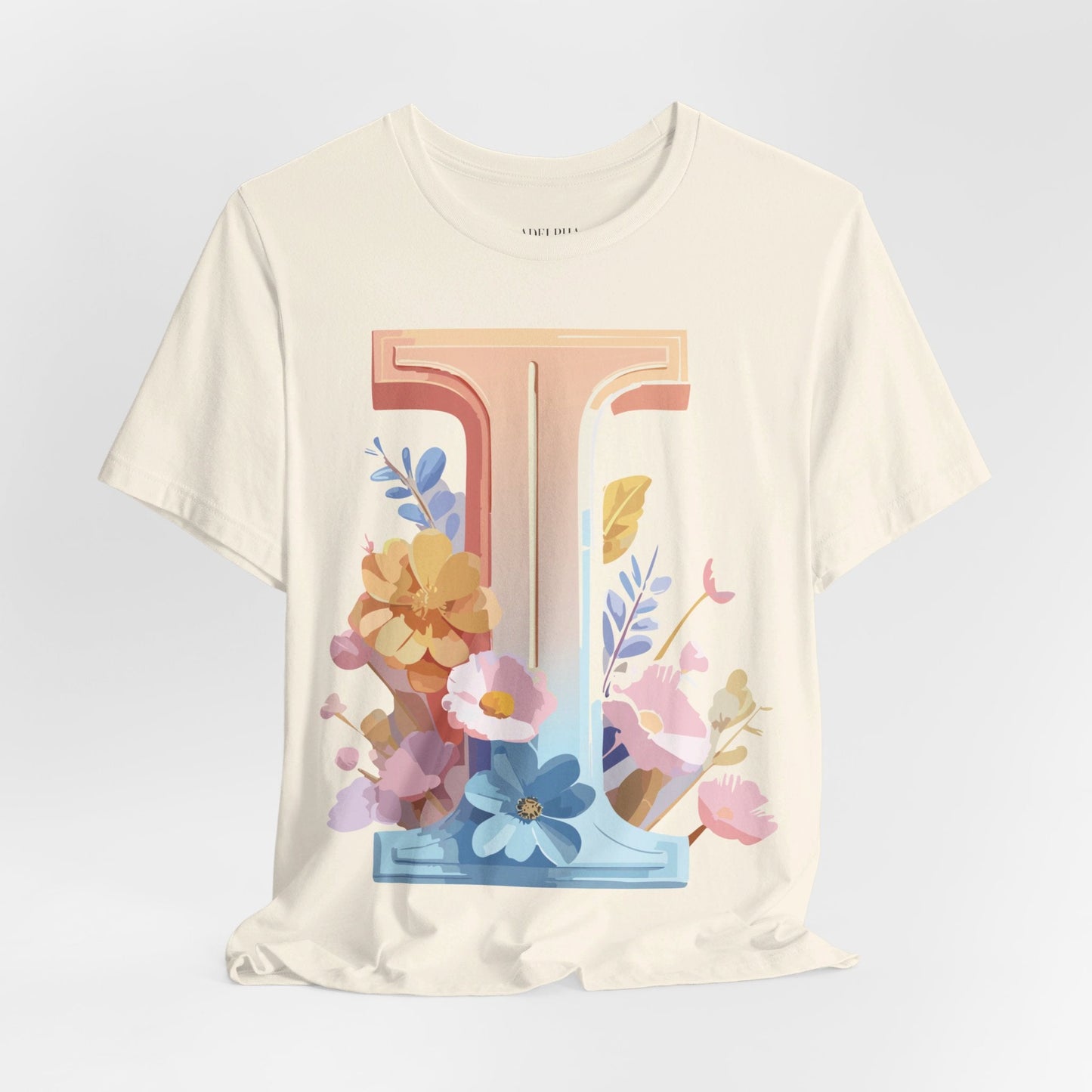 Vintage Inspired Letter I Shirt Unisex Graphic Tee Short Sleeve by Adelpha Premium