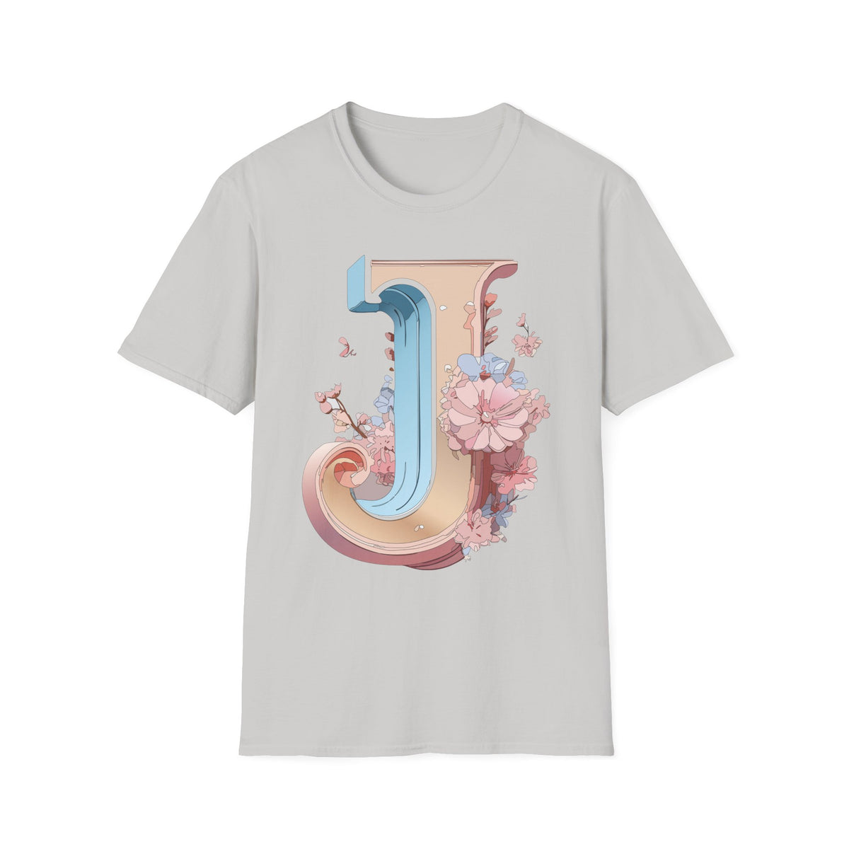 Floral Letter J T-Shirt | Botanical Monogram Tee