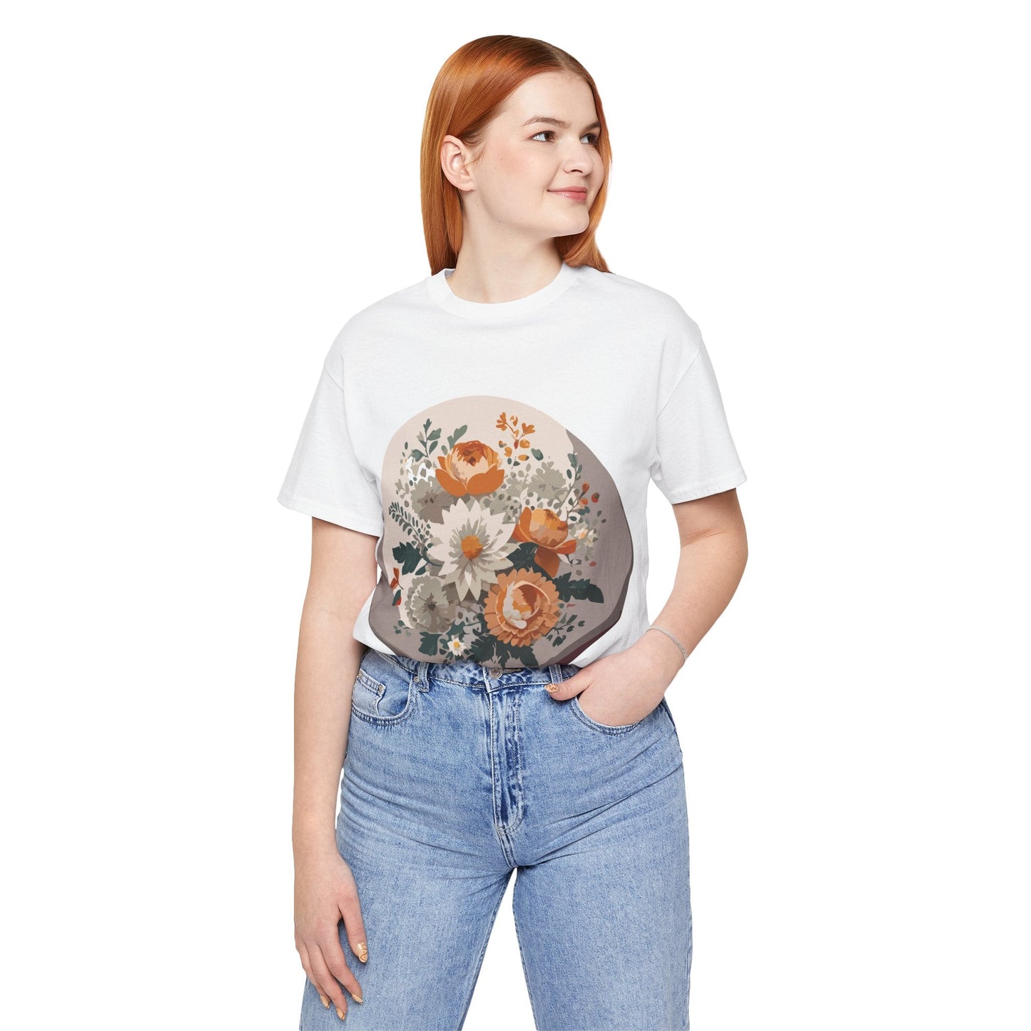 Floral Shirt Unisex Floral Print Jersey Tee Lightweight Breathable From Flowers Collection