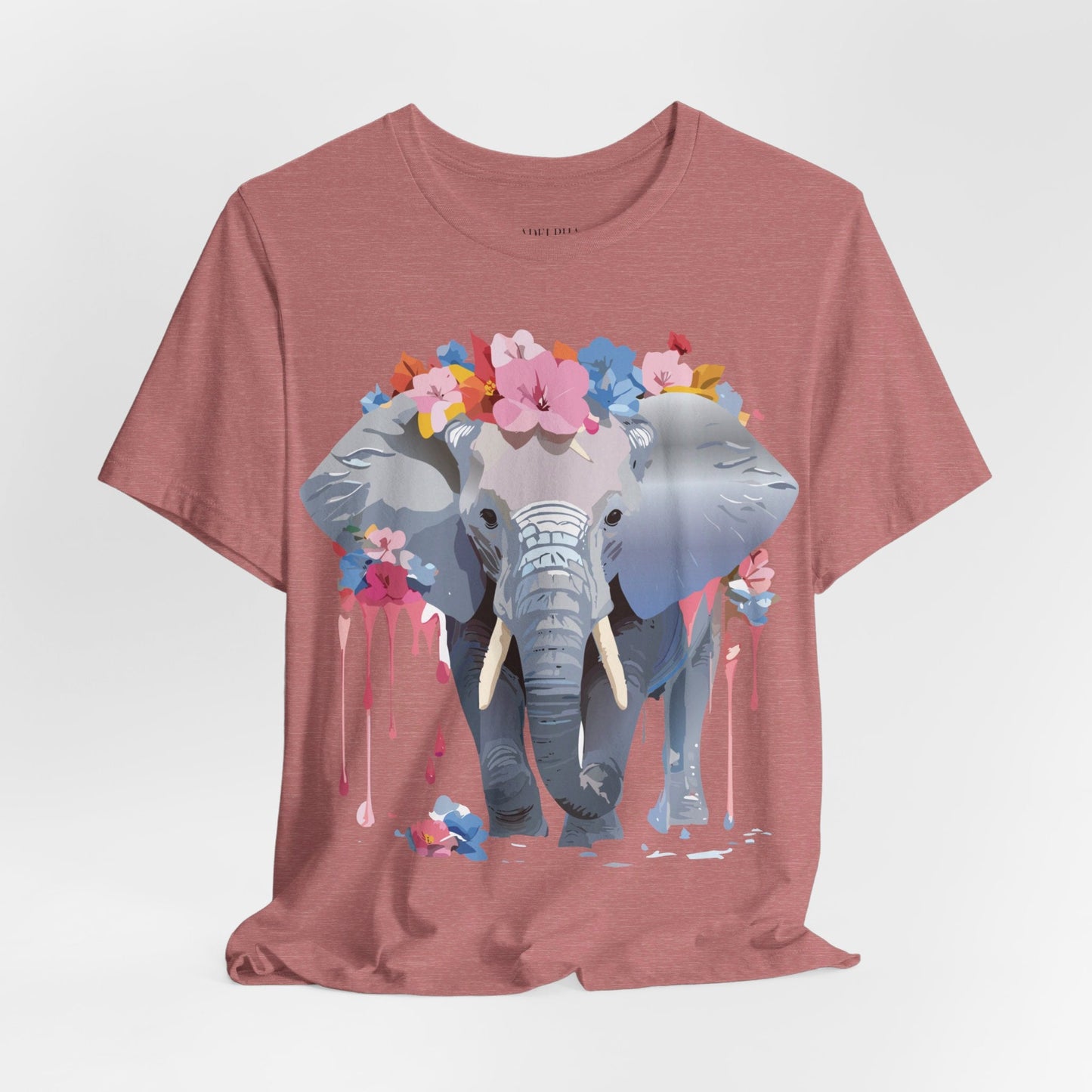 Elephant Graphic Tee Unisex Short Sleeve Jersey With Vintage Inspired Adelpha Artwork