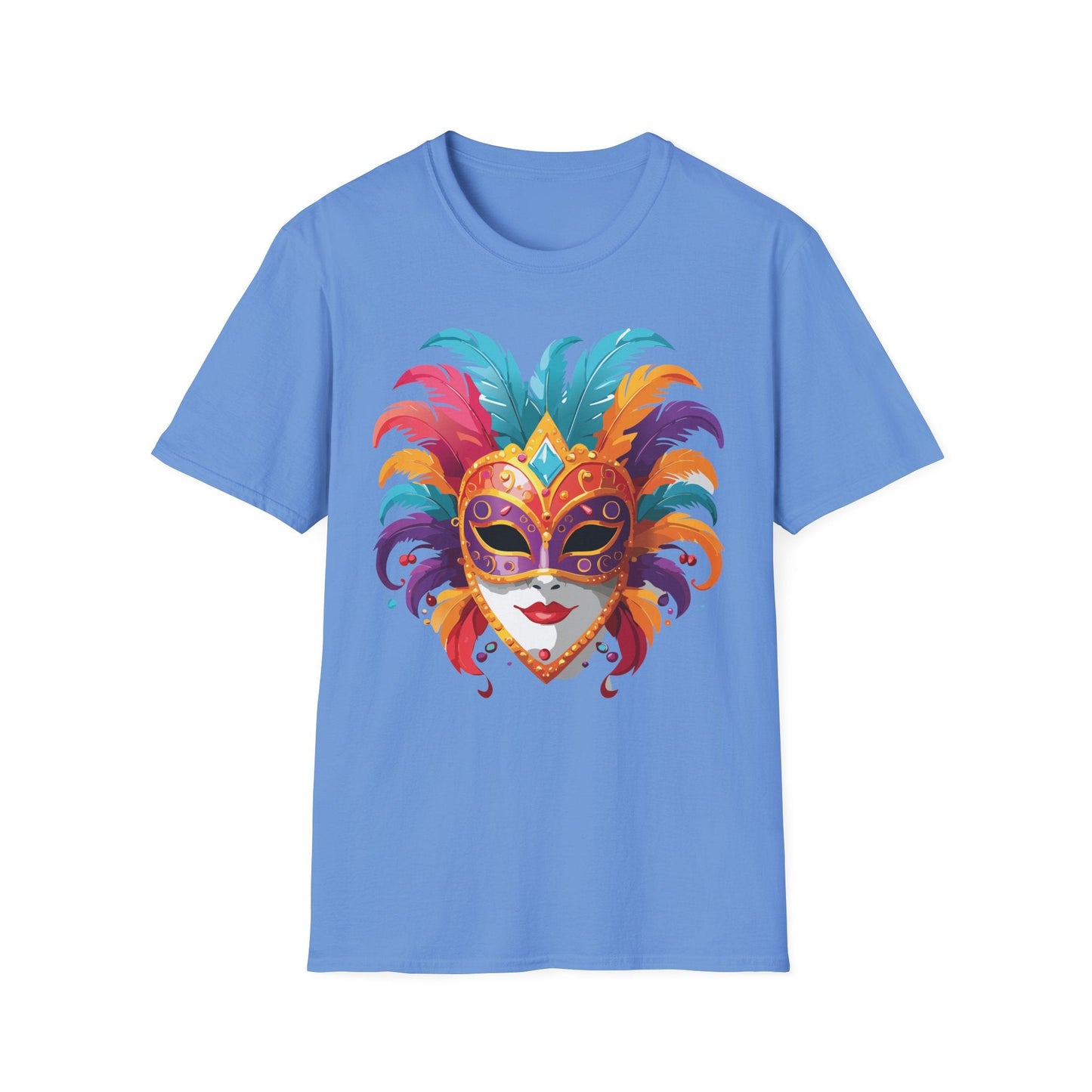 Unisex Gildan Softstyle Mask Tee Shirt With Art Design Casual Everyday Wear Masquerade Tee