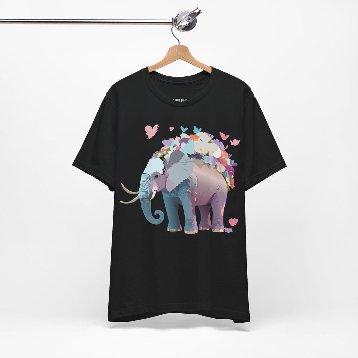 Elephant Graphic Unisex Cotton Bella+Canvas Tee with Art Animal Design e136