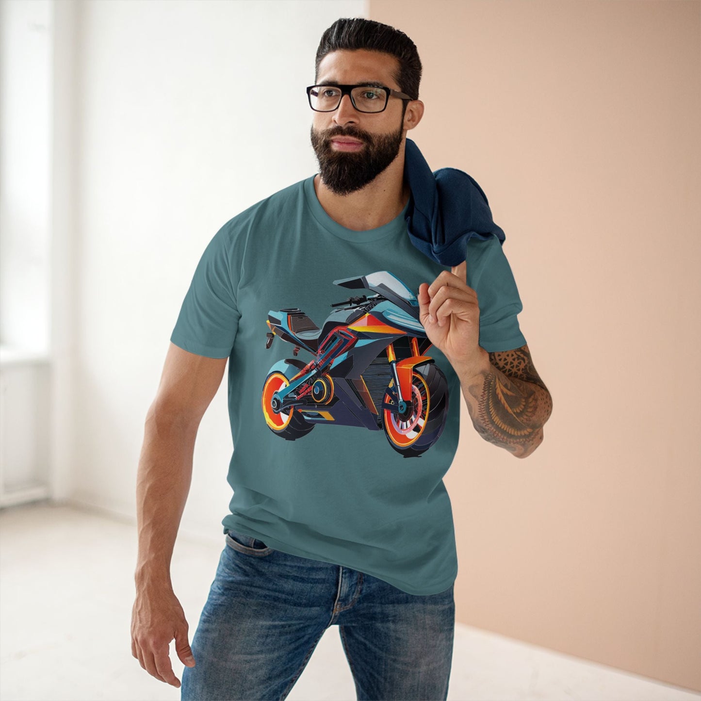 Moto Bike Graphic Unisex 100 Cotton Staple Tee 28