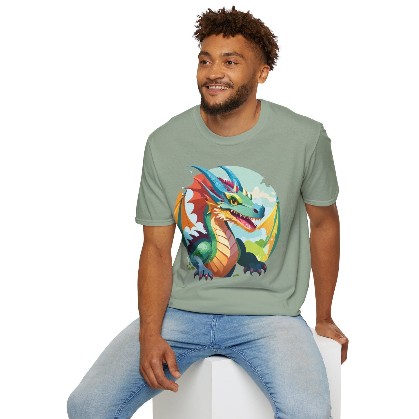 Unisex Dragon Graphic Tee By Gildan Softstyle 64000 Short Sleeve Cotton Tee Art Design