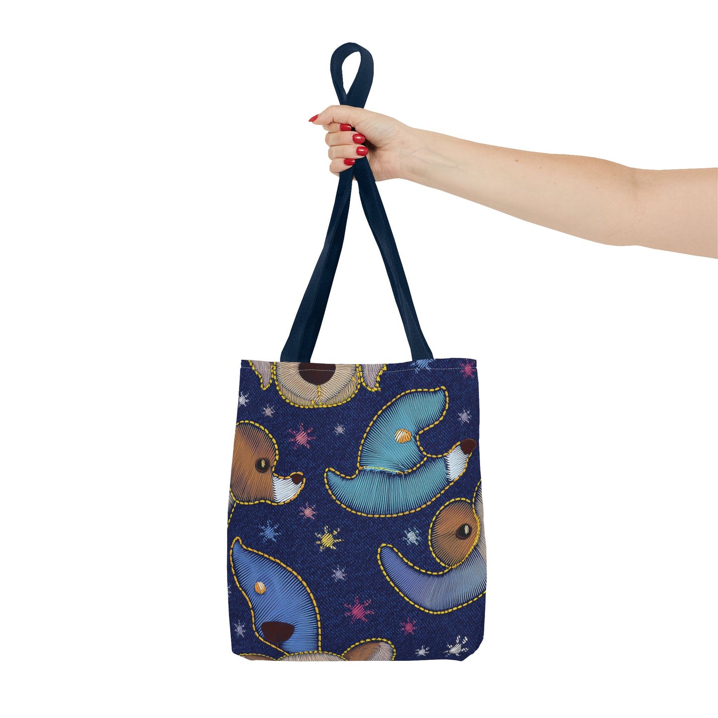 Denim Fabric Imitation Print Unisex Canvas Bag Poly Spun 3 Sizes Tote Bag 191-12