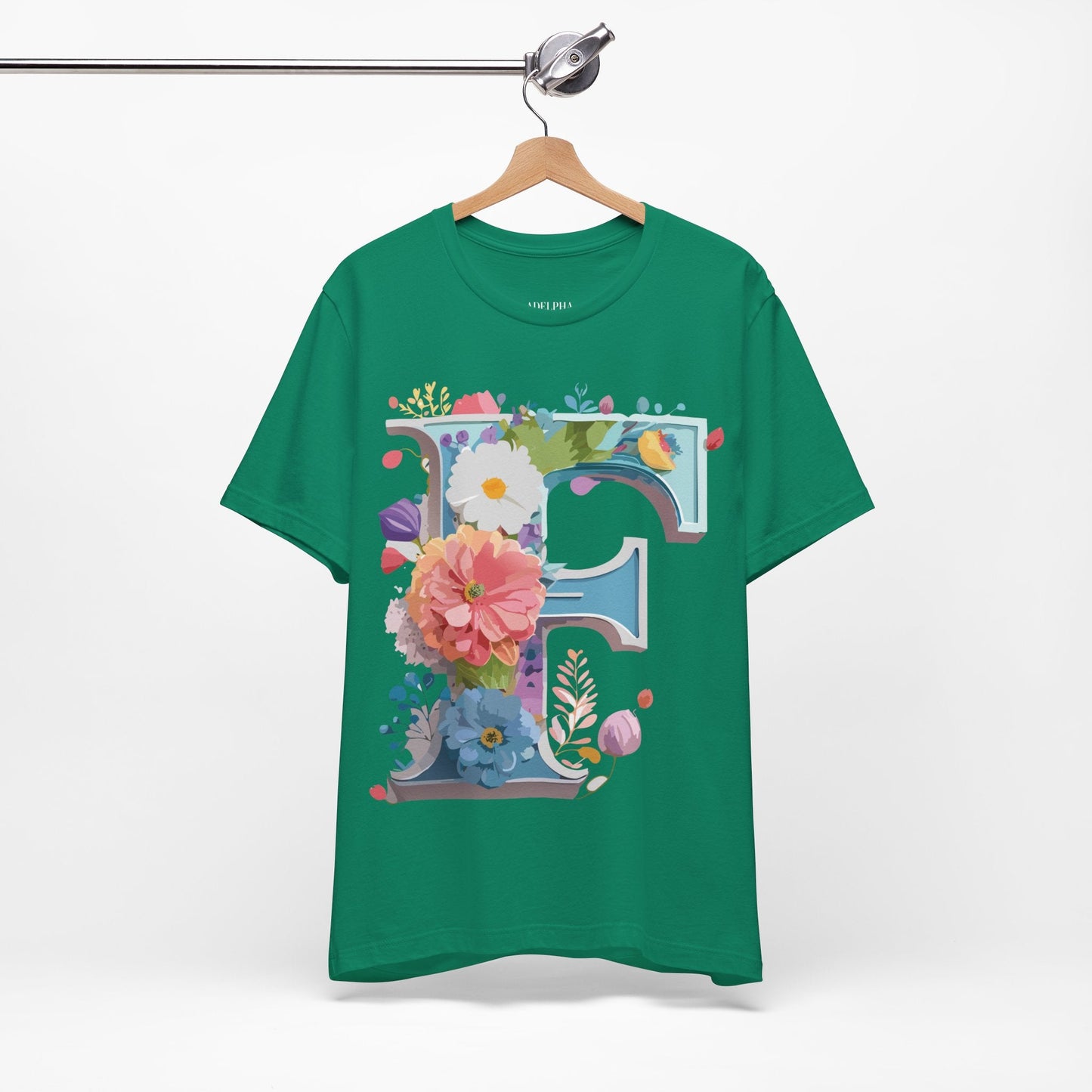 Letter F Shirt Graphic Tee Unisex Adelpha Vintage Inspired Art Design Short Sleeve