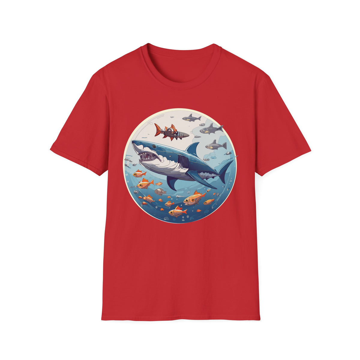Great White Shark Circle Illustration T-Shirt | Ocean Sealife Sharks