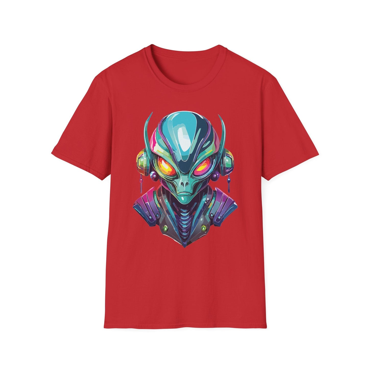 Alien Cosmos Unisex Cotton T Shirt With Alien Artwork Softstyle Ring Spun Cotton 64000