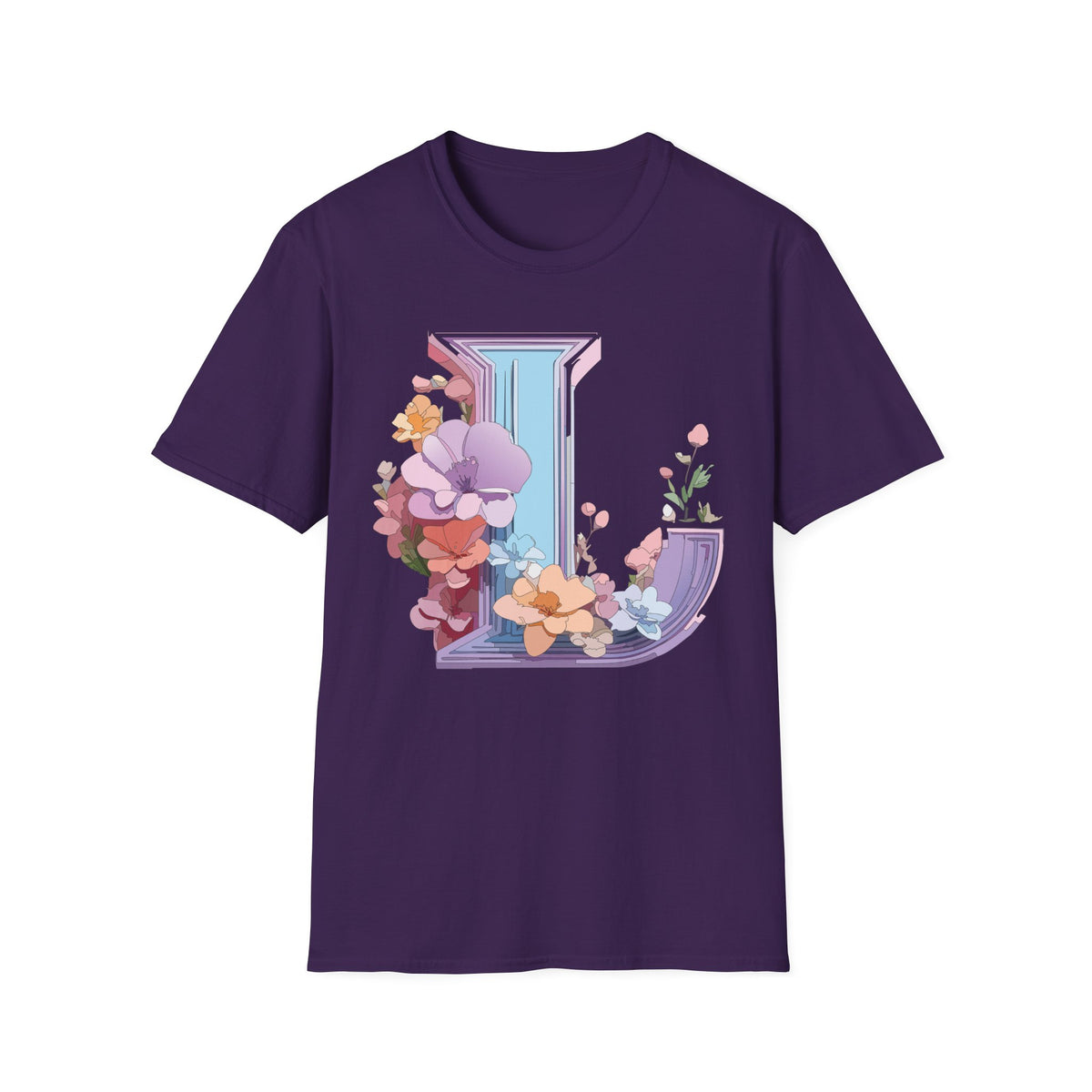 Floral Letter L T-Shirt | Botanical Initial Monogram Tee