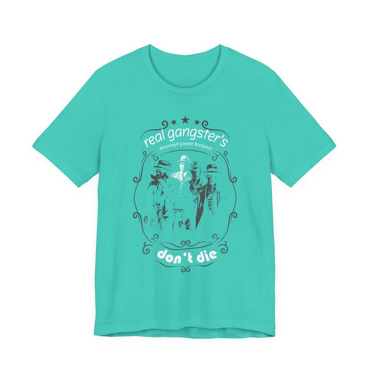 Real Gangsters Don't Die T-Shirt Vintage Outlaw Illustration Retro Biker Tee A-3