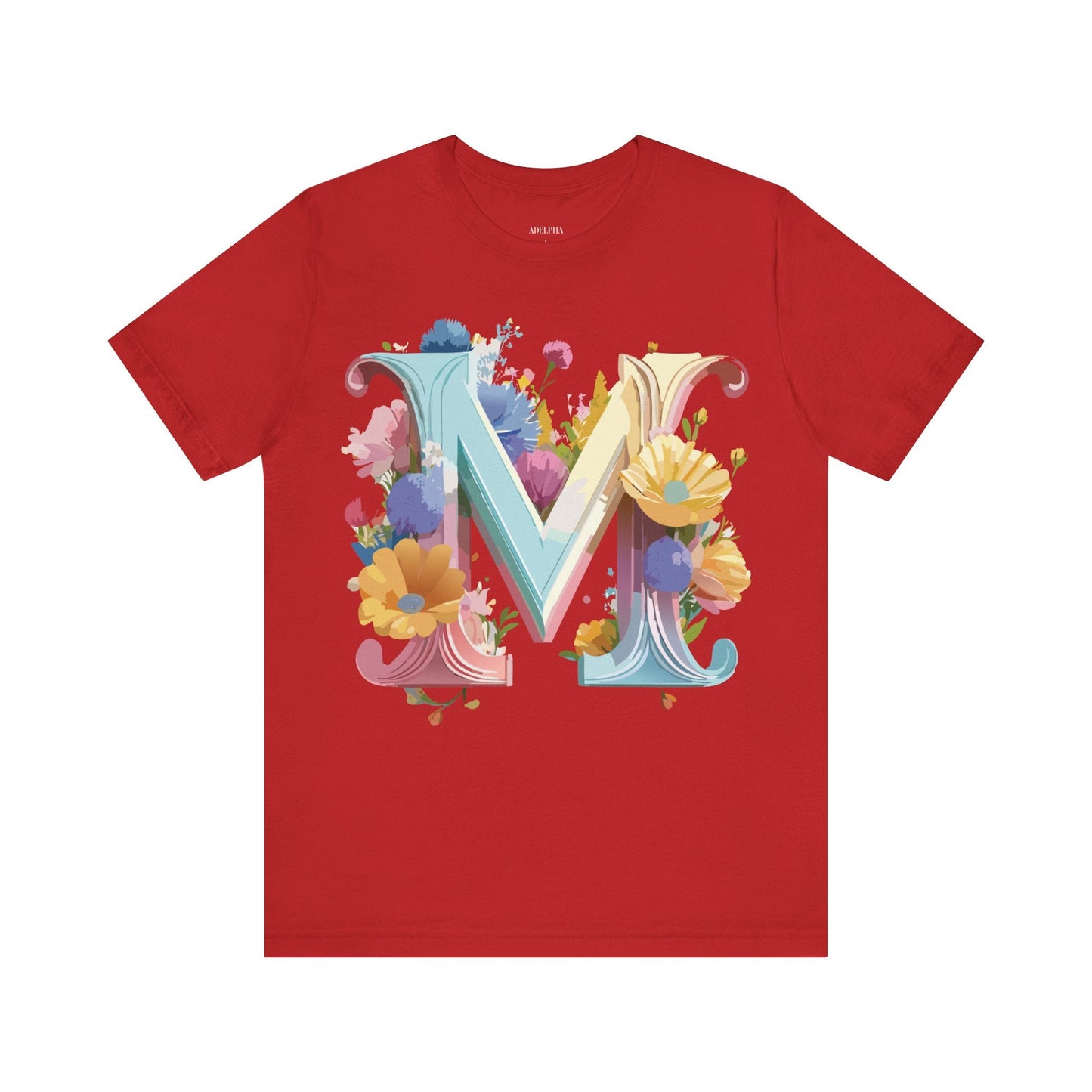Letter M Shirt Unisex Graphic Tee Vintage Inspired Artwork Adelpha Short Sleeve Collection